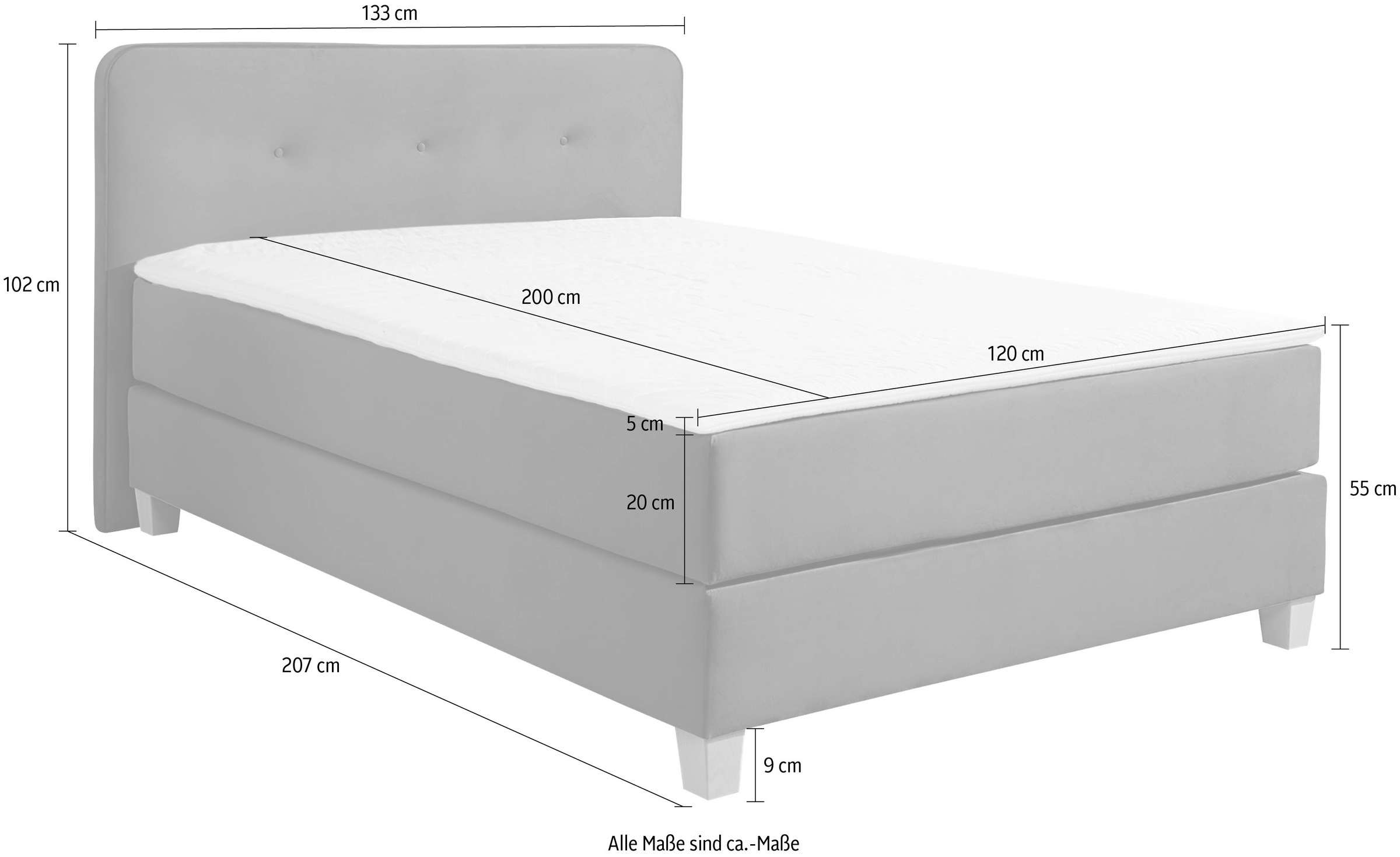 Home affaire Boxspringbett »Fargo«, inkl. Topper, in 3 Matratzenarten, in Samt- oder Strukturstoff