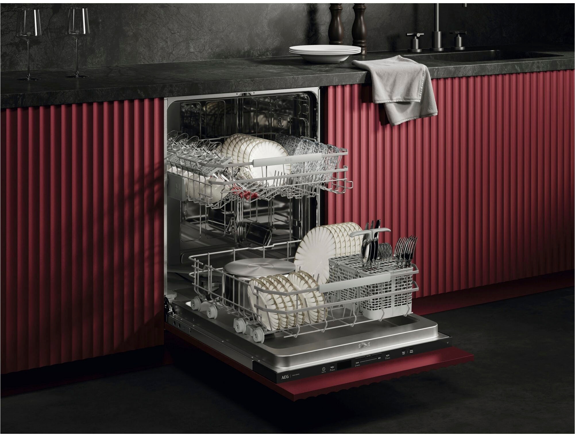 AEG vollintegrierbarer Geschirrspüler Serie 7000, 60 cm, WiFi »V72GIB10SN« 13 tlg. Maßgedecke Wassersparende Spülmaschine: 8,4l im Eco-Programm-effiziente Reinigung