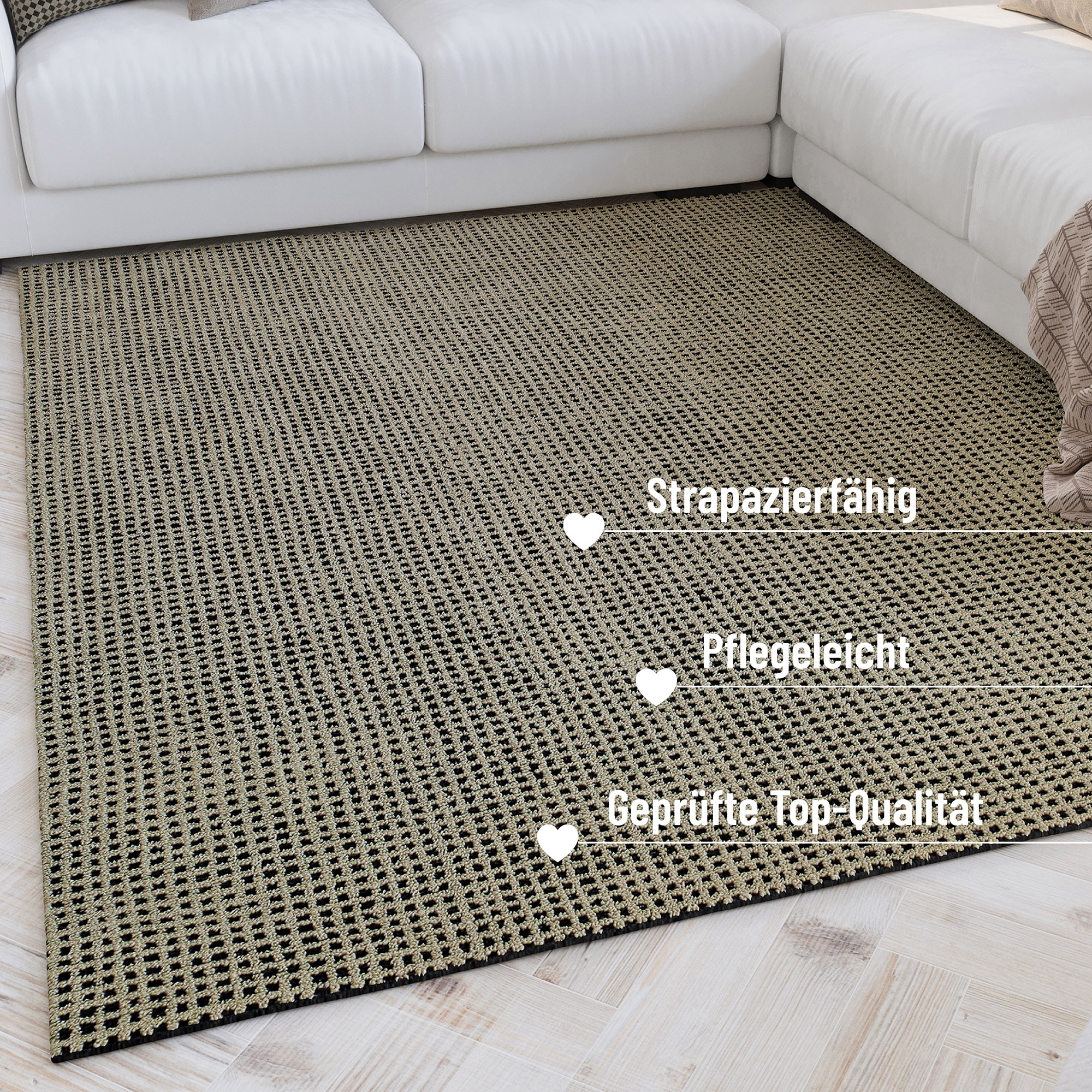 Wecon home Teppich »Hamptons TWENTYNINE« rechteckig 10 mm Höhe Läufer, Kurzflor, Wohnzimmer, Schlafzimmer, elegant, robust, Karo