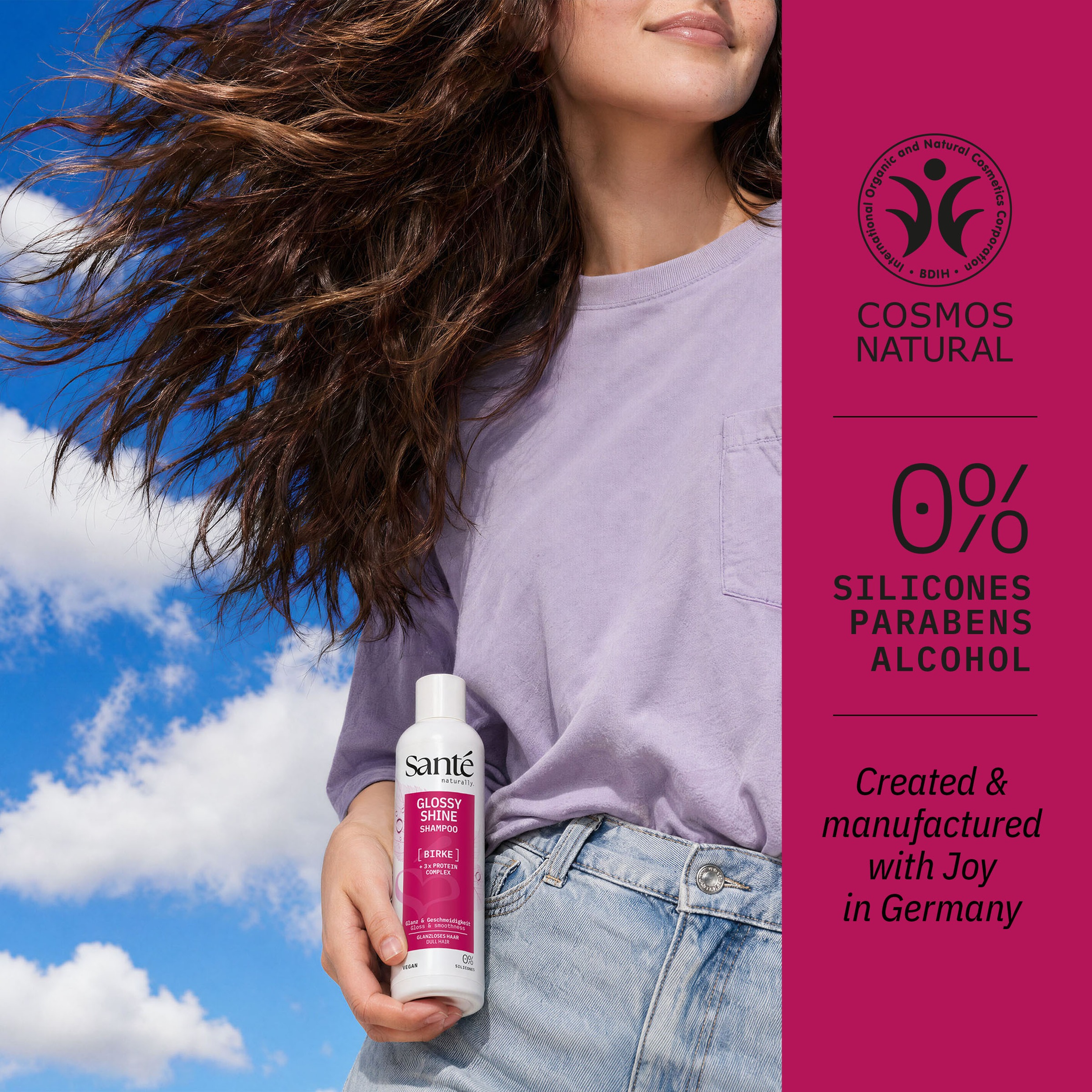 SANTE Haarshampoo »Glossy Shine Shampoo Birke +3-fach Protein Komplex« für glanzloses Haar, mit Birkenblattextrakt, vegan formuliert