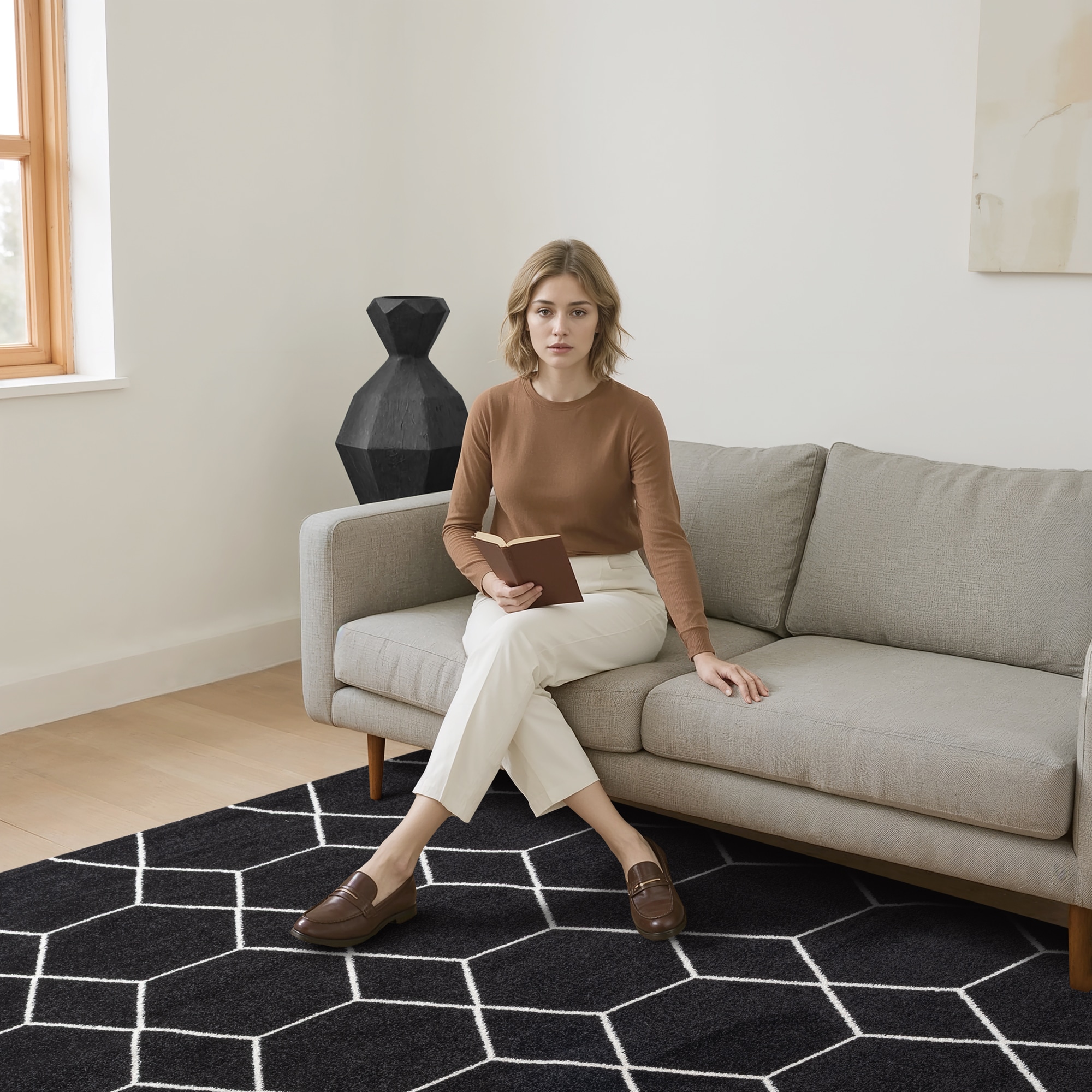 Sanat Teppich »Trellis , auch als Läufer und Rund« rechteckig 10 mm Höhe Kurzflor, skandi, boho, große Farbauswahl, alle Räume
