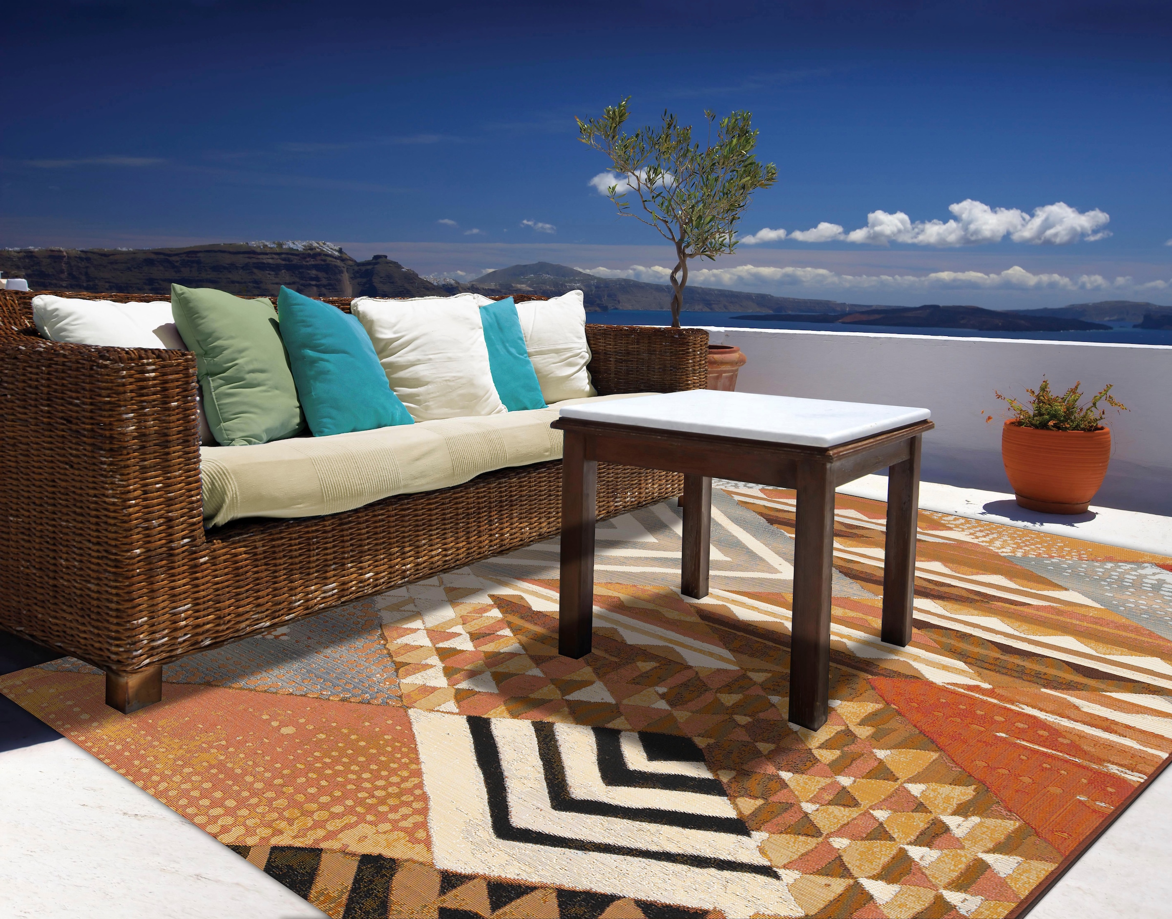 Gino Falcone Teppich »Outdoor-Africa 35«, rechteckig, 5 mm Höhe, Flachgewebe, In- und Outdoor geeignet, Wohnzimmer