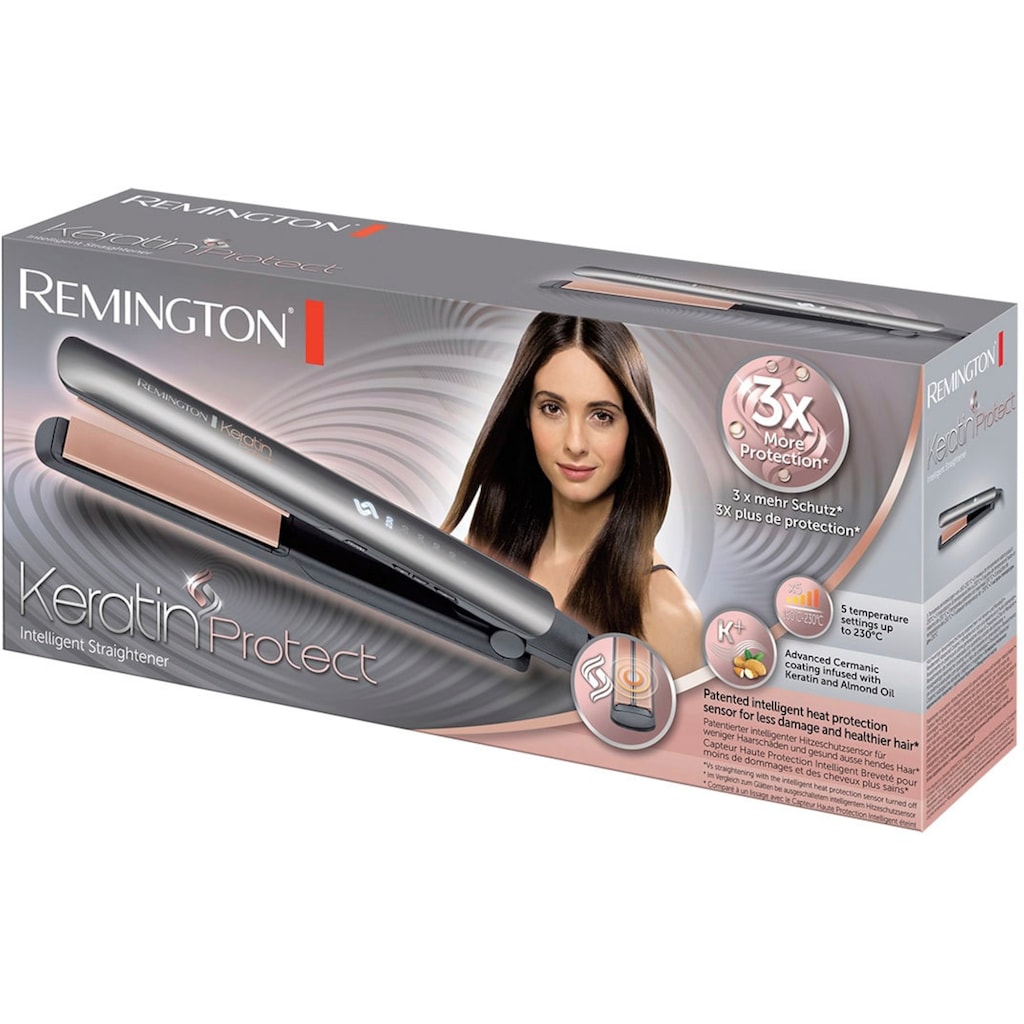 Remington Glätteisen »Keratin Protect, S8598, Haarglätter«, Keramik-Beschichtung mit Keratin und Mandelöl