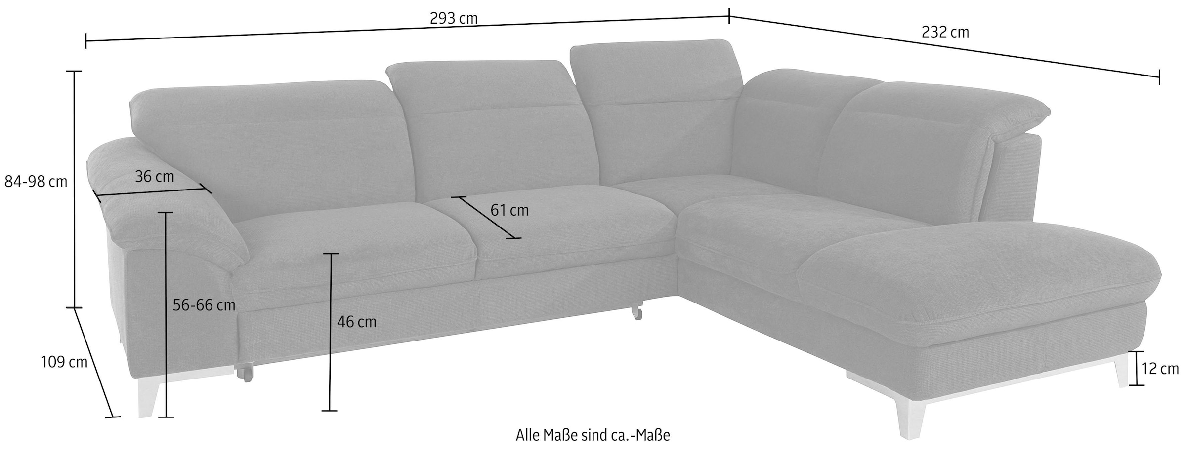 COTTA Ecksofa »Teresa L-Form«, mit Kopfteilverstellung, wahlweise mit Bettfunktion