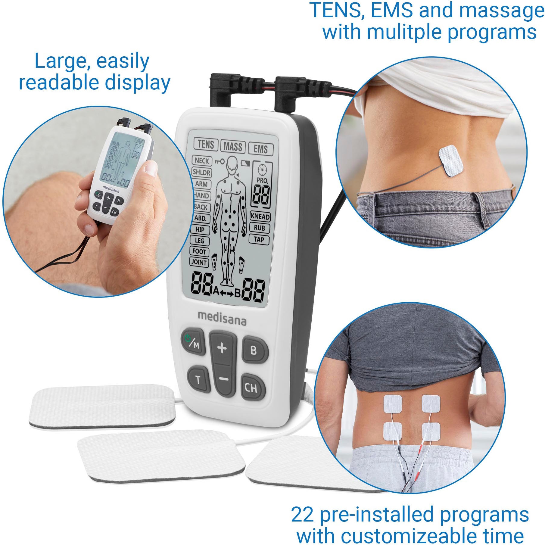 Medisana TENS-EMS-Gerät »TT 200«, TENS, EMS und Massage mit mehreren
Programmen