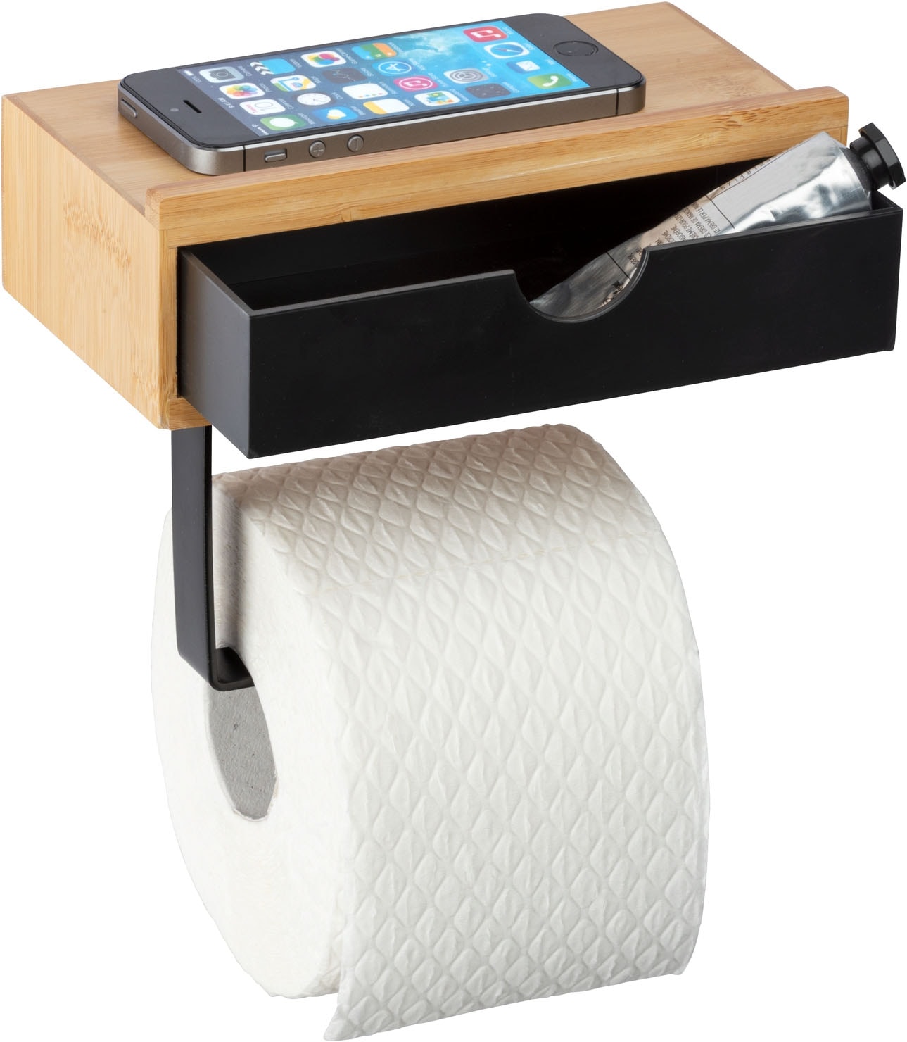 WENKO Toilettenpapierhalter »Bambusa« mit Schublade, aus Bambus