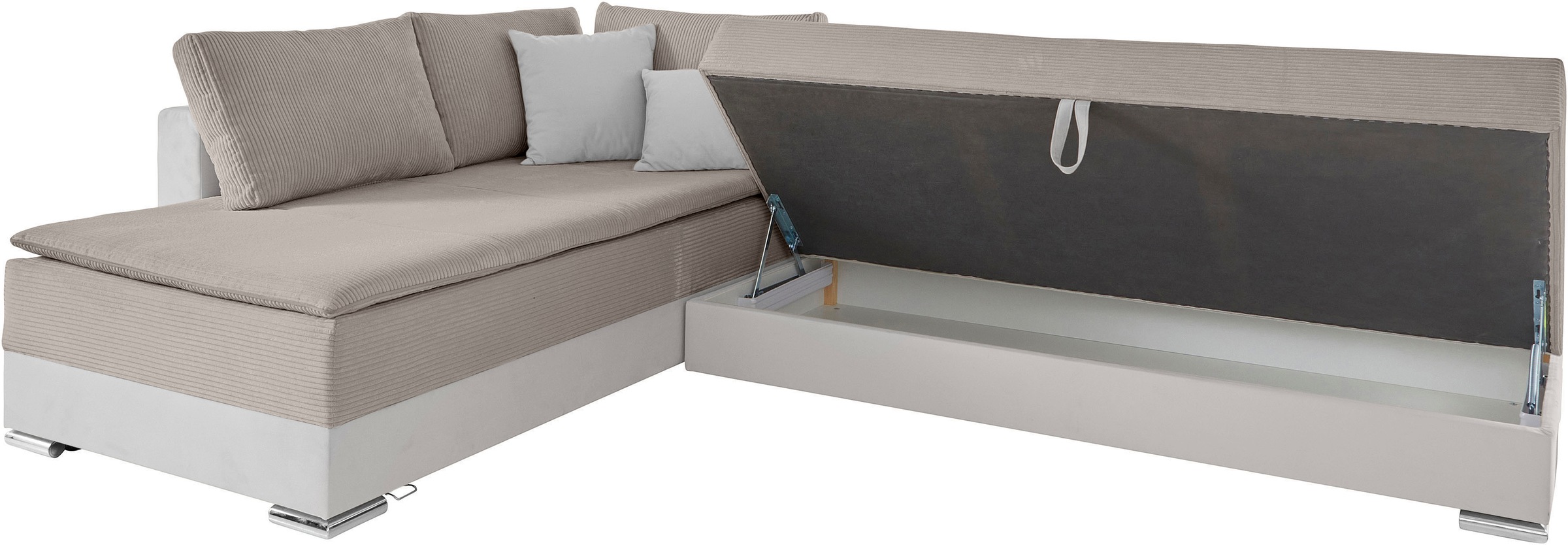 INOSIGN Ecksofa »Boxspringbett Night & Day L-Form mit Dauer-Schlaffunktion mit Armlehne«, mit Boxspring-Bettfunktion 180x200 cm und Bettkasten, Dauerschläfer!