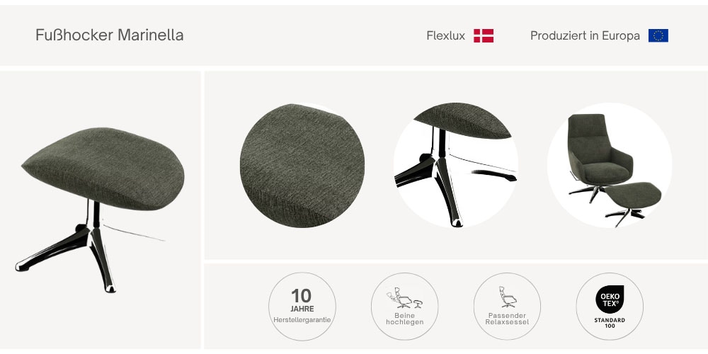 FLEXLUX Fußhocker »Marinella, Fußstütze für Lounging, Entspannung der Extraklasse, Scandi«, Brescia-Stoff, Robuster Aluminiumfuß, Pflegeleicht und haltbar