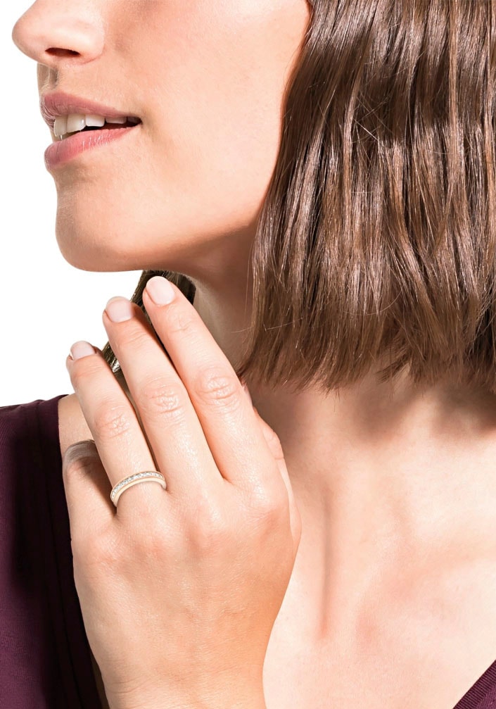Amor Fingerring »Plain«, mit Zirkonia (synth.)