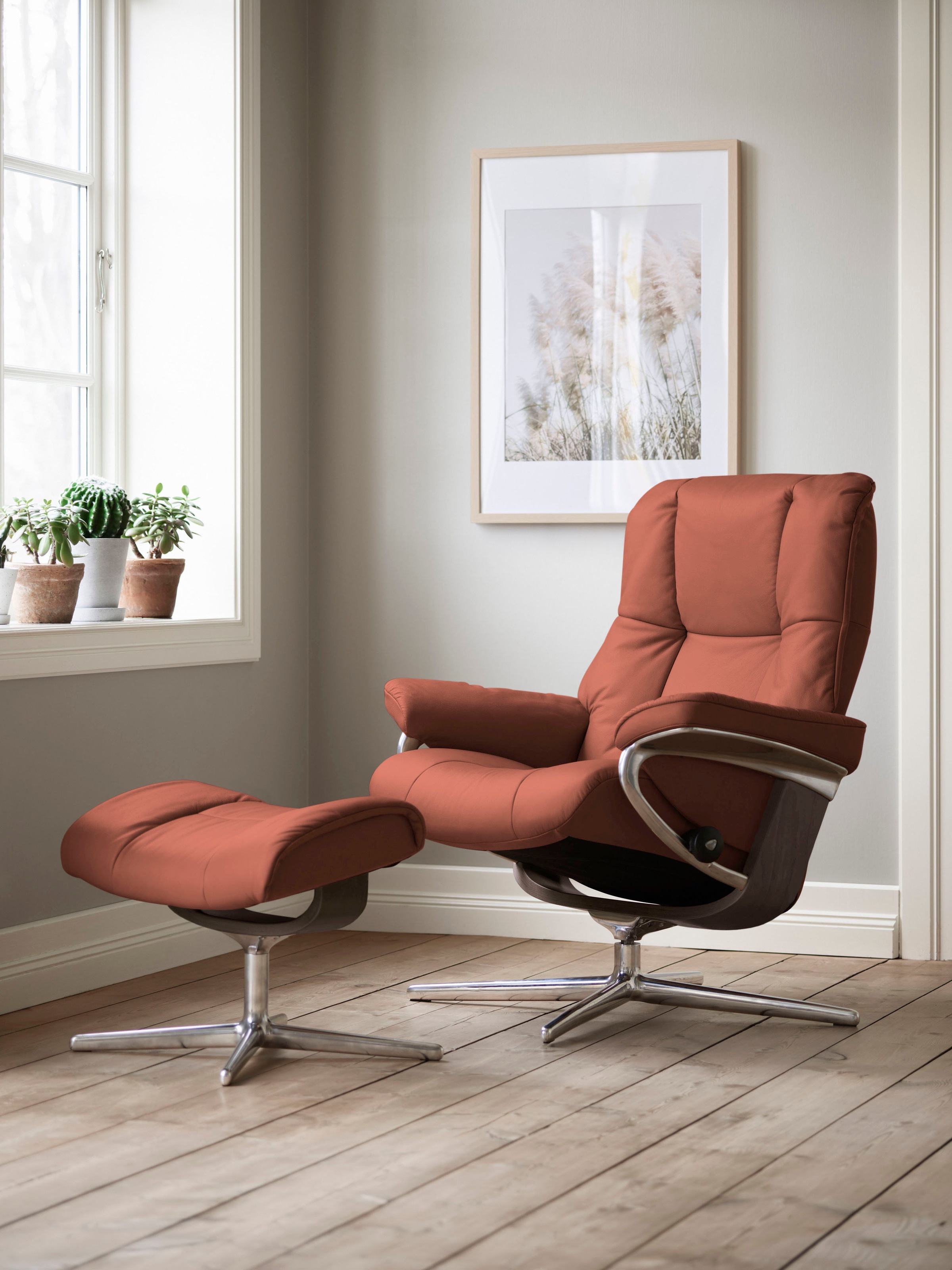 Stressless® Relaxsessel »Mayfair«, (Set, Relaxsessel mit Hocker), mit Hocker, mit Cross Base, Größe S, M & L, Holzakzent Wenge