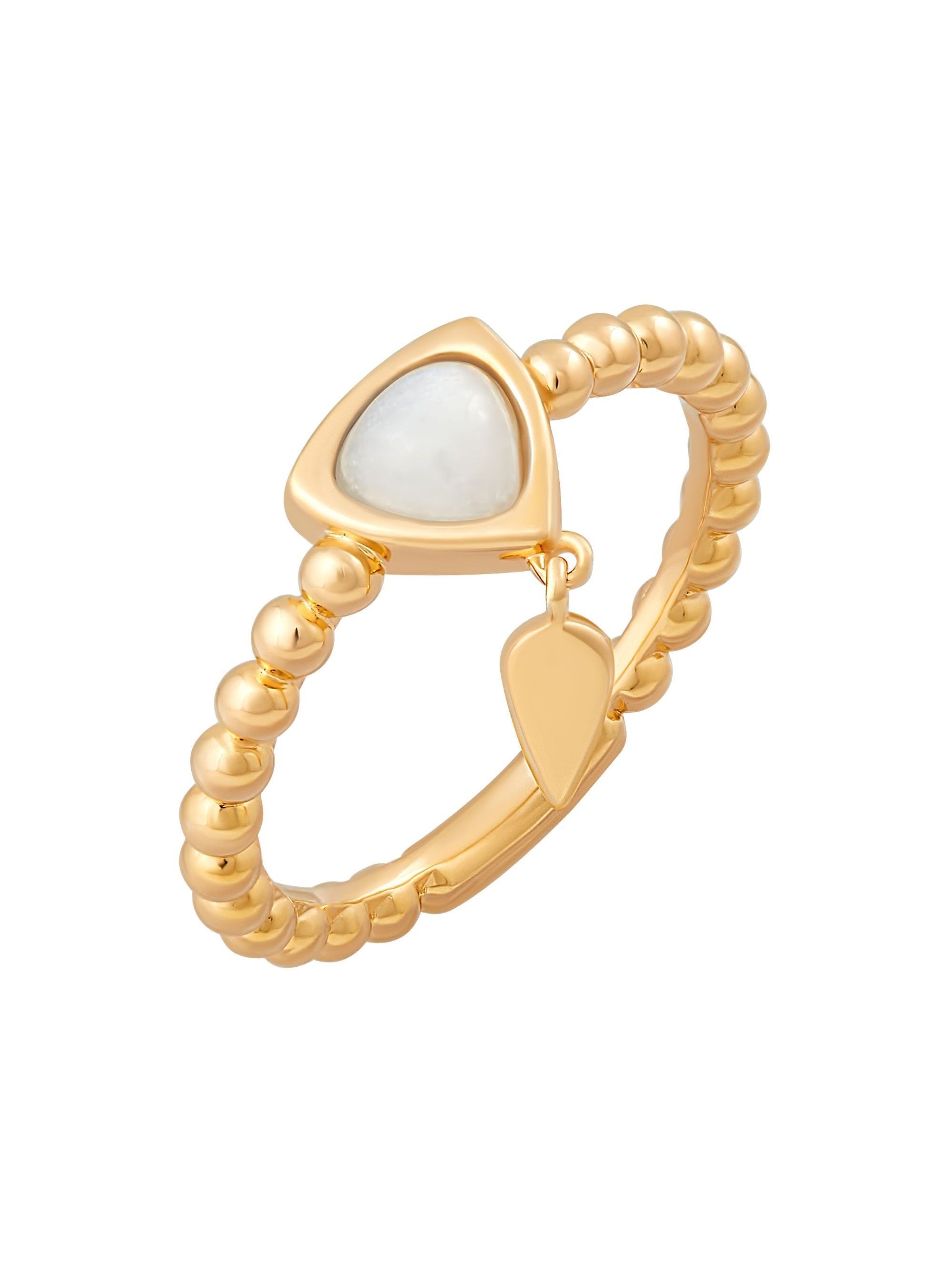 CAÏ Fingerring »925 Silber vergoldet weißer Mondstein«