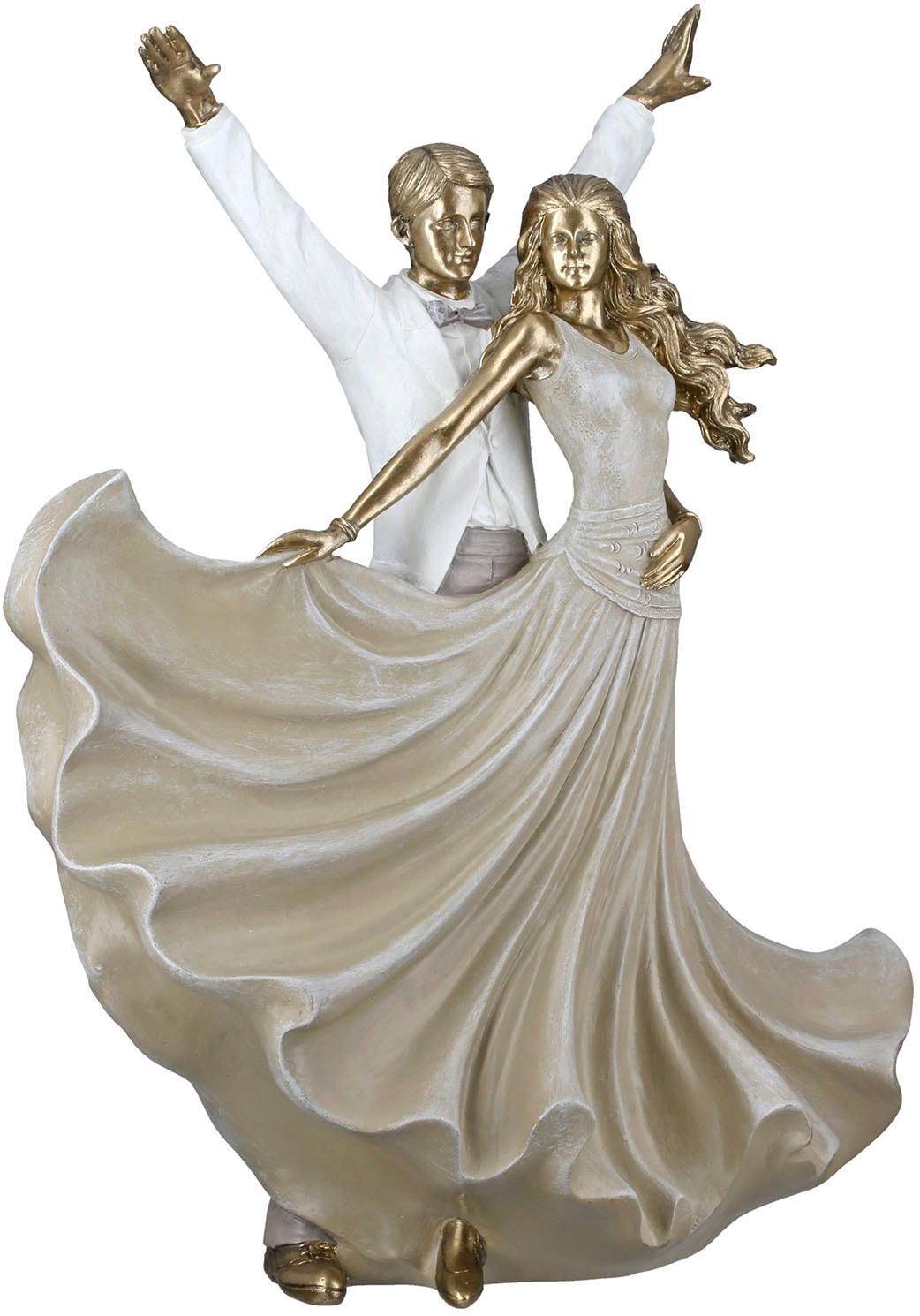 Dekofigur GILDE "Figur Tänzer Salsa goldfarben", goldfarben, B:25,5cm H:33,5cm T:10,5cm