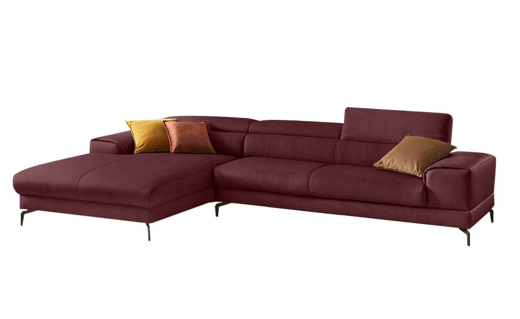 W.SCHILLIG Ecksofa »piedroo, Designsofa mit tollem Sitzkomfort, bequem und elegant, L-Form«, Kopfteilverstellung, wahlweise mit Sitztiefenverstellung, Breite 343cm
