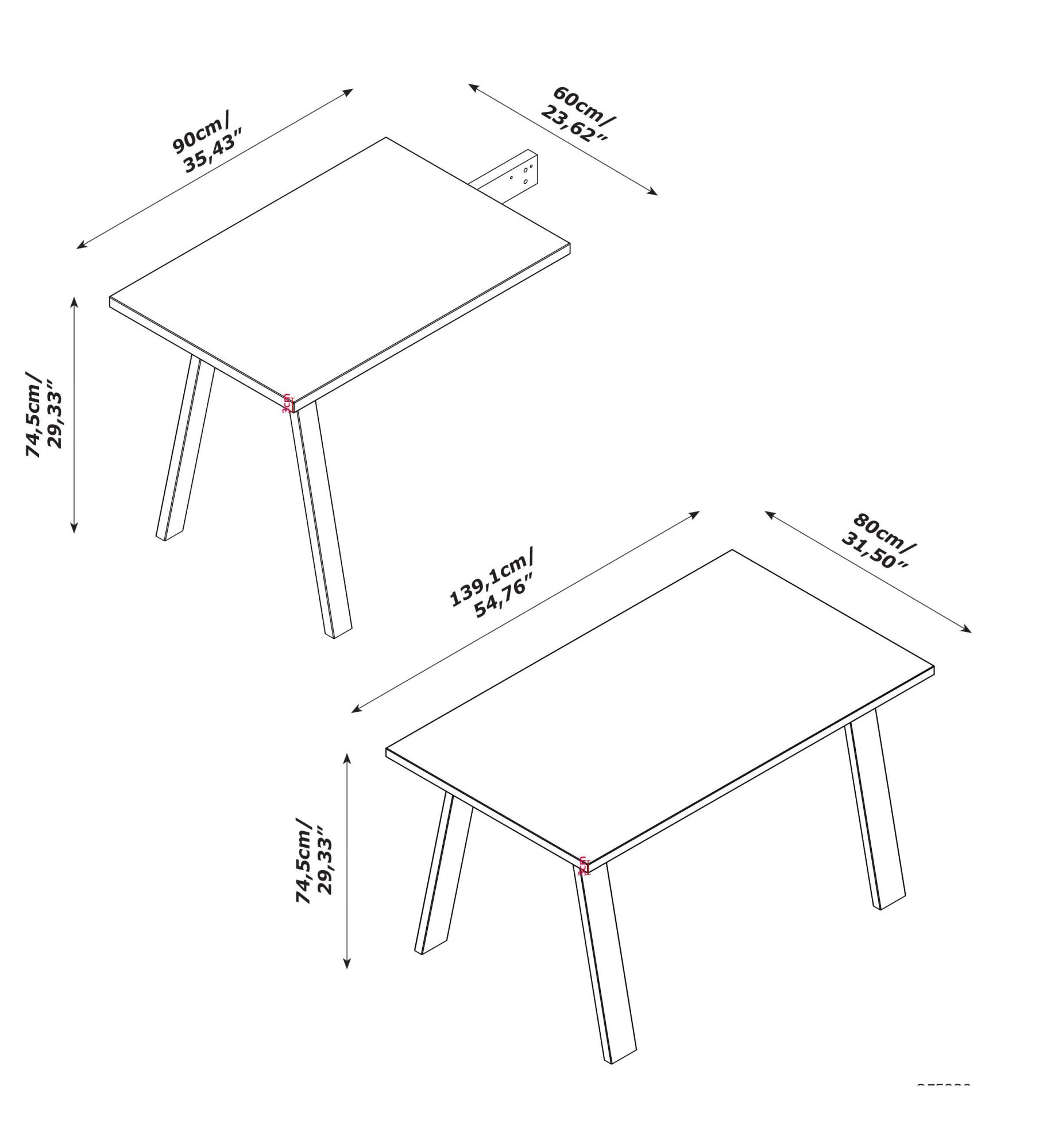 Composad Eckschreibtisch »Davinci«, mit 3 Metallbeinen, 140x150 cm, 100% recyceltes Holz, Made in Italy