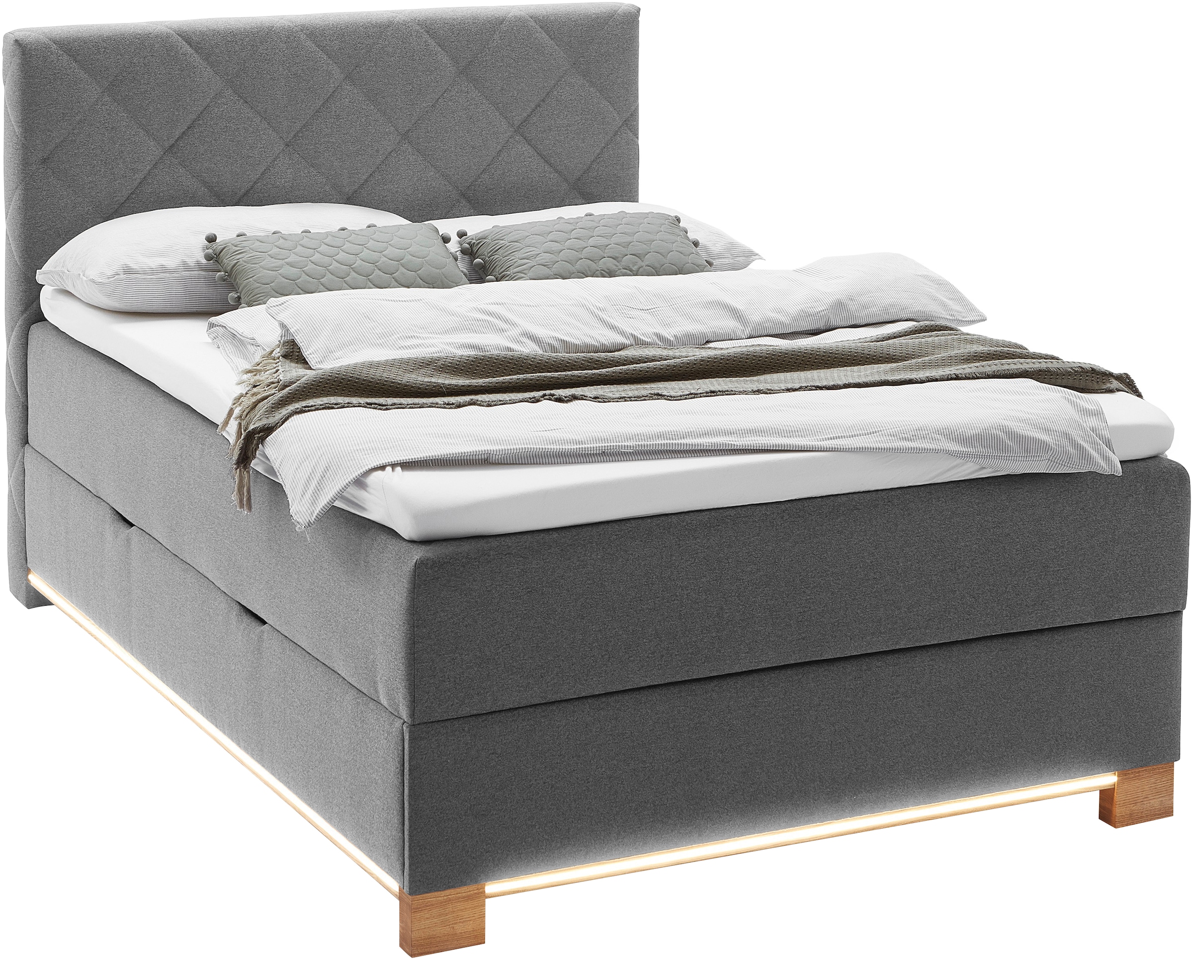 meise.möbel Boxspringbett »Messina«, inkl. Bettkasten, LED-Beleuchtung und Topper