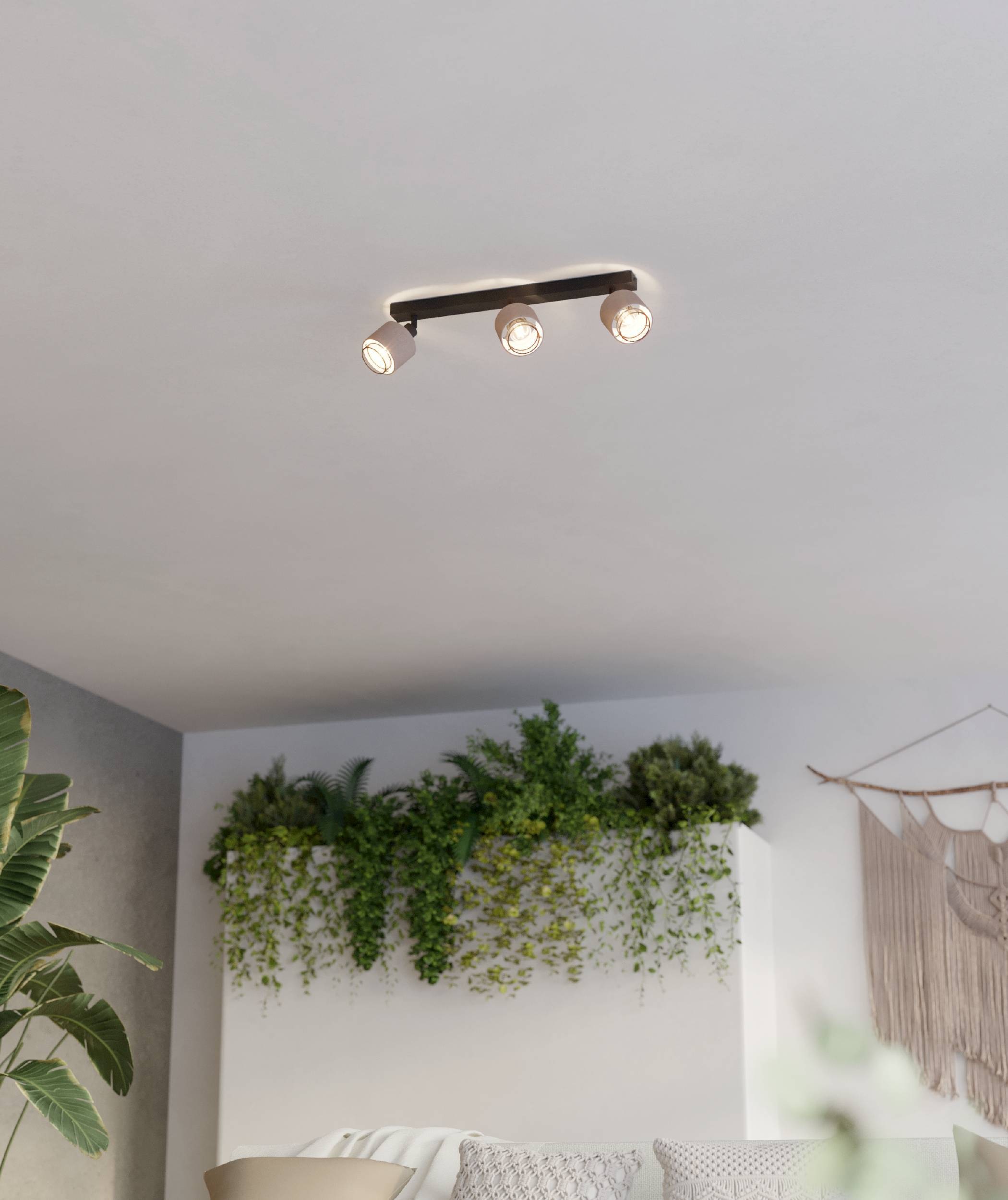 EGLO Deckenleuchte »Rosley Deckenstrahler, Textil und Metall, schwenkbare Spots, E14« E14 1 Stk. Spot - L43 x B9 x H18,5 cm - schwarz - 3X40W exkl.