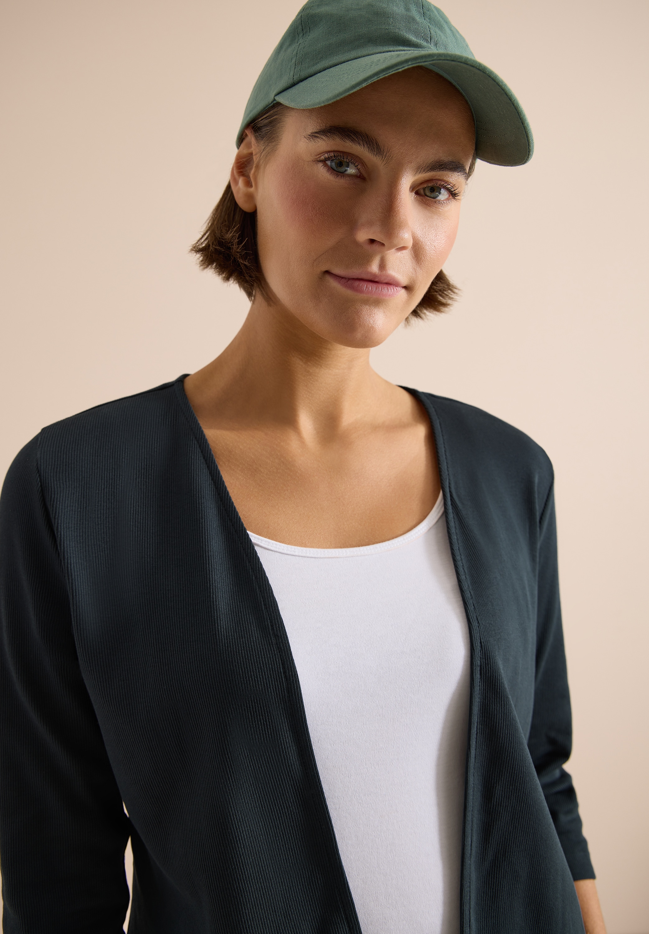 Cecil Bolerojacke ohne Kapuze Offene 3/4-Arm Jacke in Rippstruktur/ Ohne Verschluss