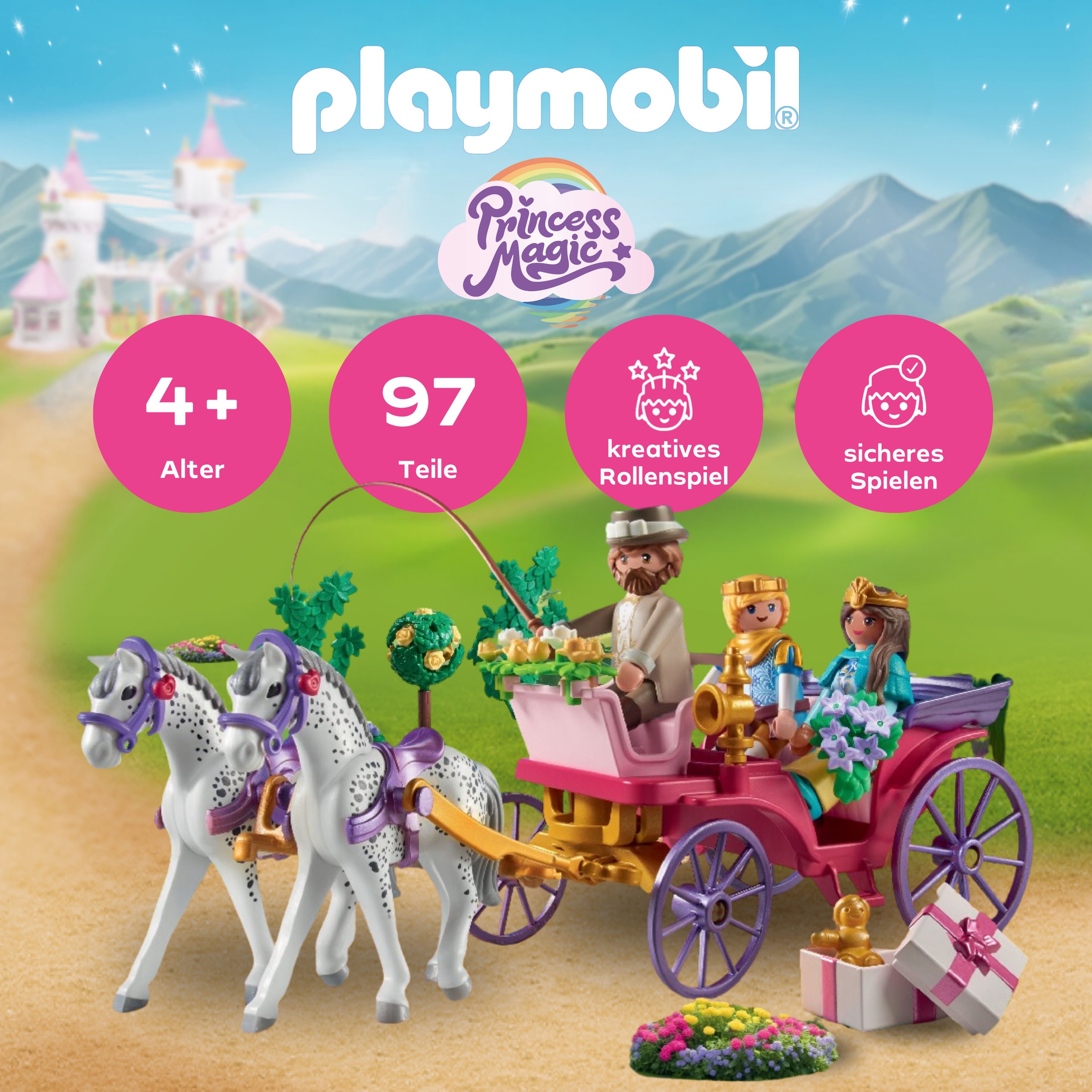 Playmobil® Konstruktions-Spielset »Kutschfahrt mit Prinzessin und Prinz (71846), Playmobil Princess Magic«, (97 St.), Made in Europe
