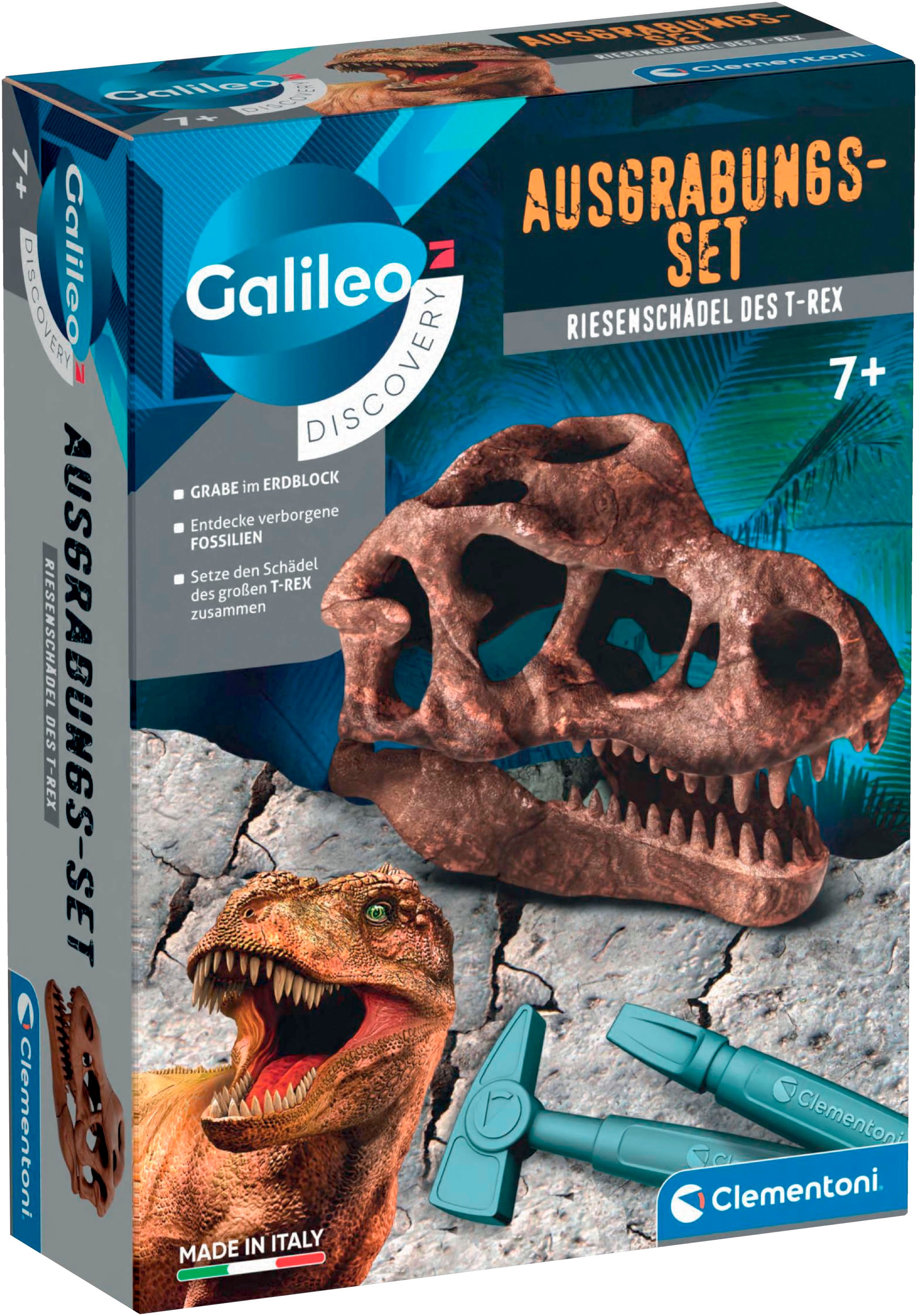 Clementoni® Experimentierkasten »Galileo Discovery, Ausgrabungs-Set Riesenschädel des T-Rex«, Made in Europe