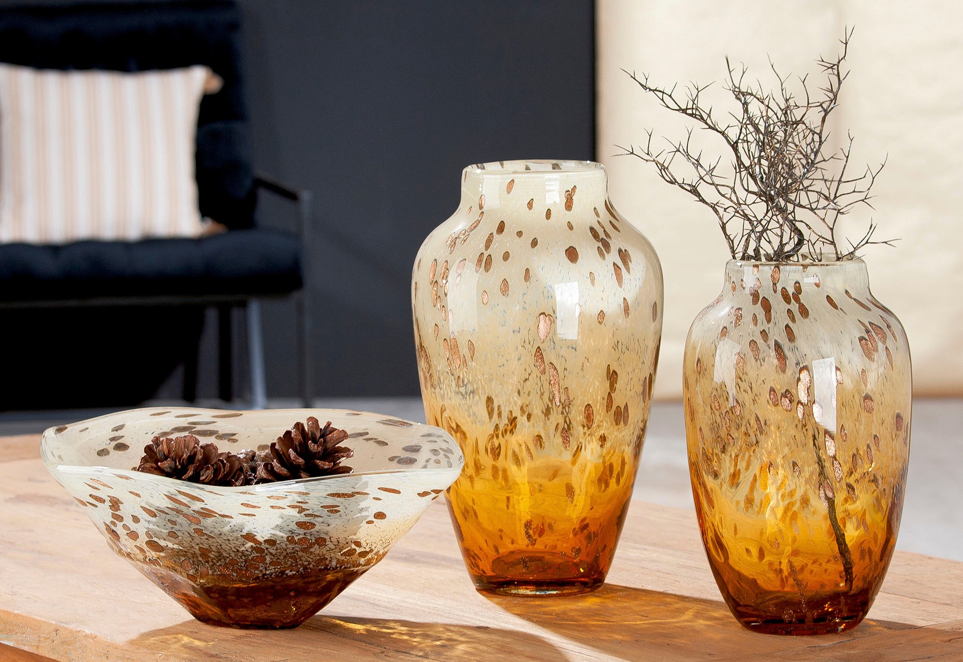 Casablanca by Gilde Tischvase »Ambrosio, Dekovase« Vase aus Glas, mit Tupfe günstig online kaufen