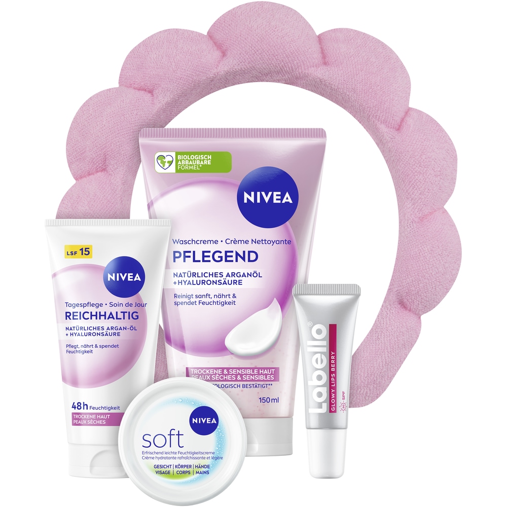Nivea Pflege-Geschenkbox »NIVEA Zart & Schön Geschenkset« Tagescreme, Waschcreme, Lippenpflege und Feuchtigkeitscreme