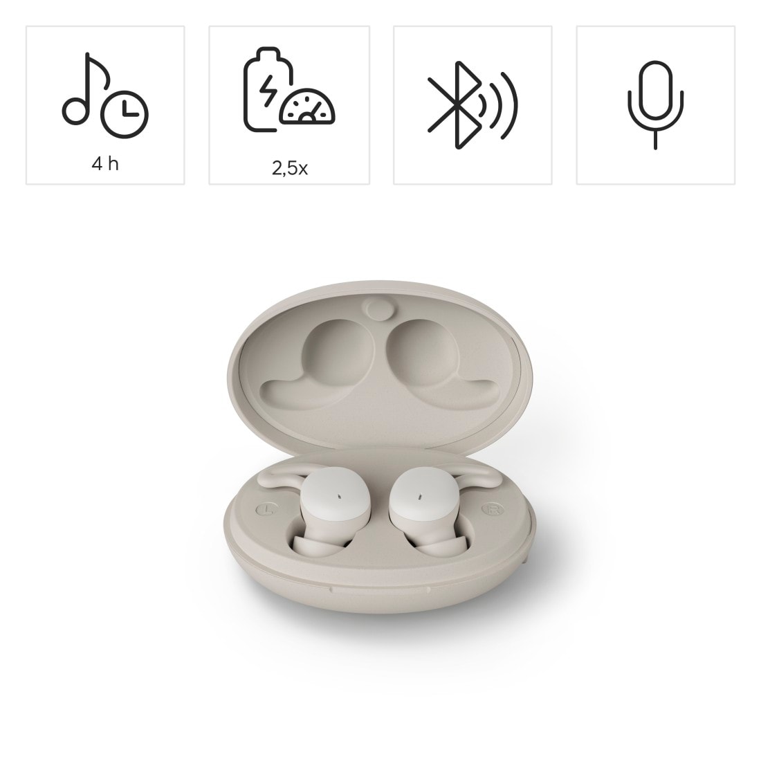 Hama Bluetooth-Kopfhörer »Bluetooth-Kopfhörer kabellos (In-Ear, Schlafkopfhörer, TWS, Mikrofon)«, Mini-Kopfhörer, Touch-Control, 4 Stunden Musikwiedergabe