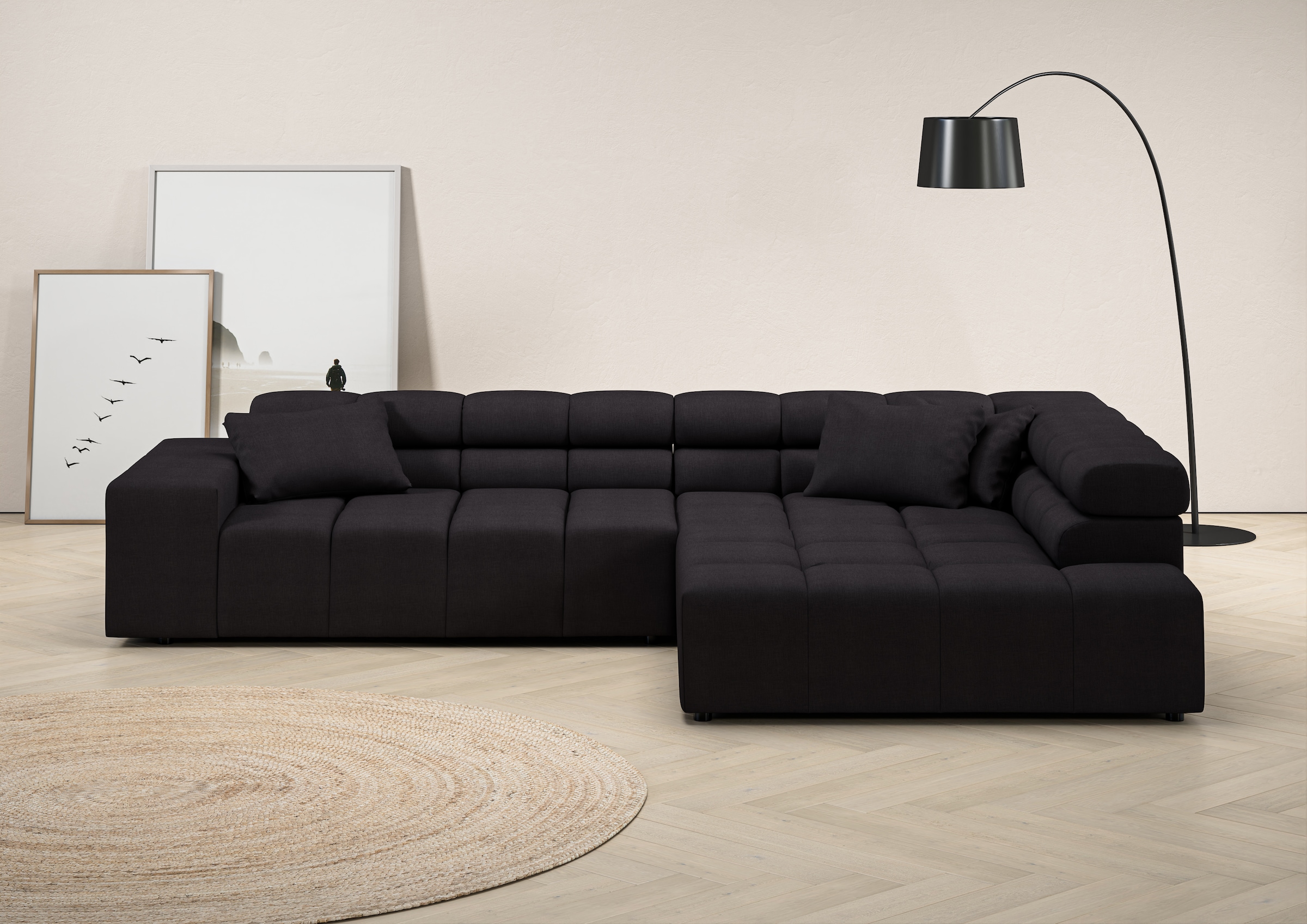 INOSIGN Ecksofa "Ancona incl. Kopfteilverstellung, Zierkissen Breite 319cm, günstig online kaufen