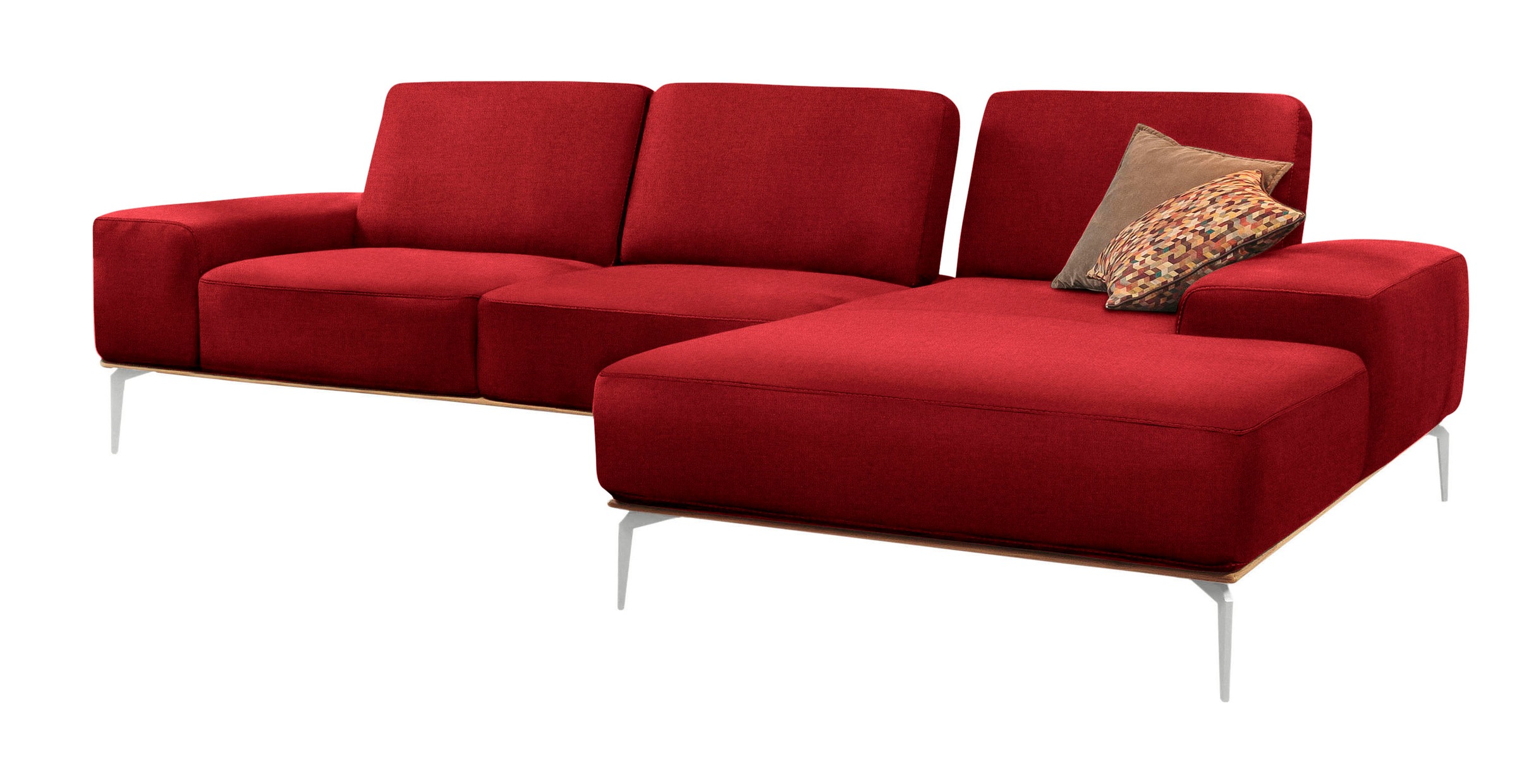 W.SCHILLIG Ecksofa »run, Designsofa mit tollem Sitzkomfort, bequem, L-Form«, mit elegantem Holzsockel, Füße in Chrom glänzend, Breite 319 cm