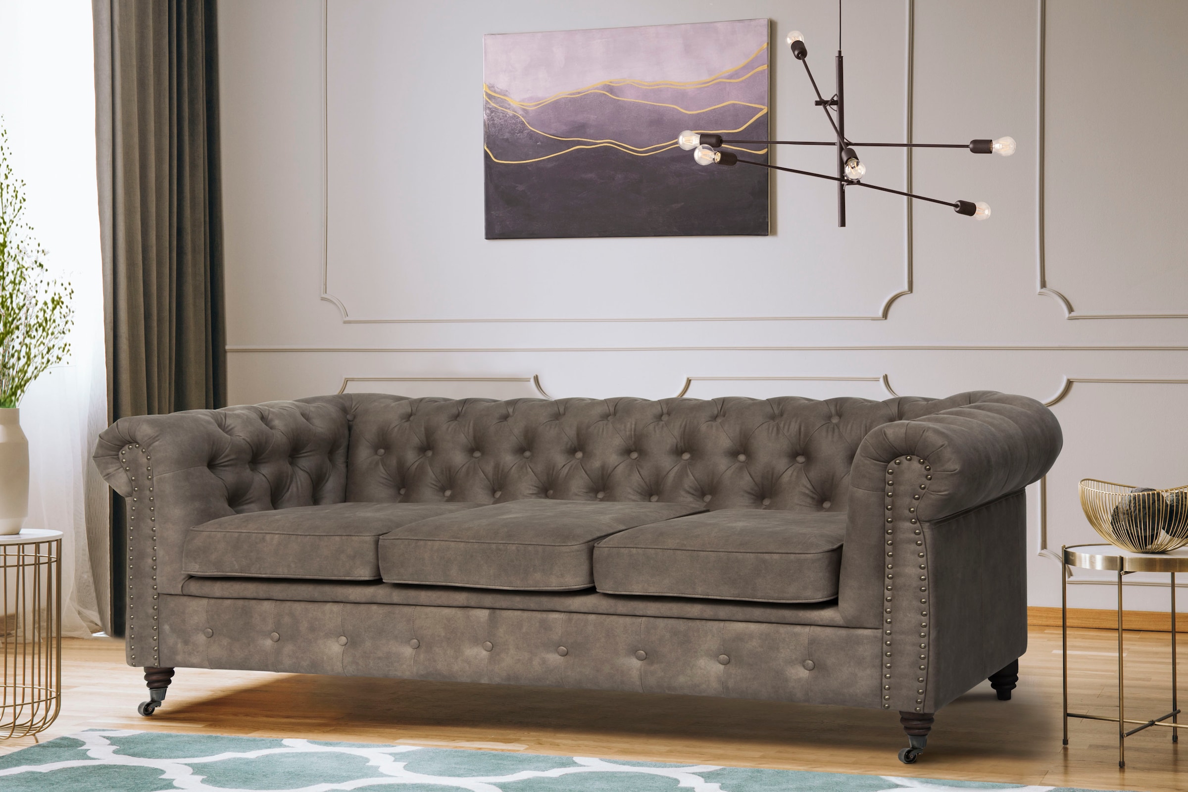 Home affaire Chesterfield-Sofa "Aarburg", aufwändige Knopfheftung und Ziern günstig online kaufen