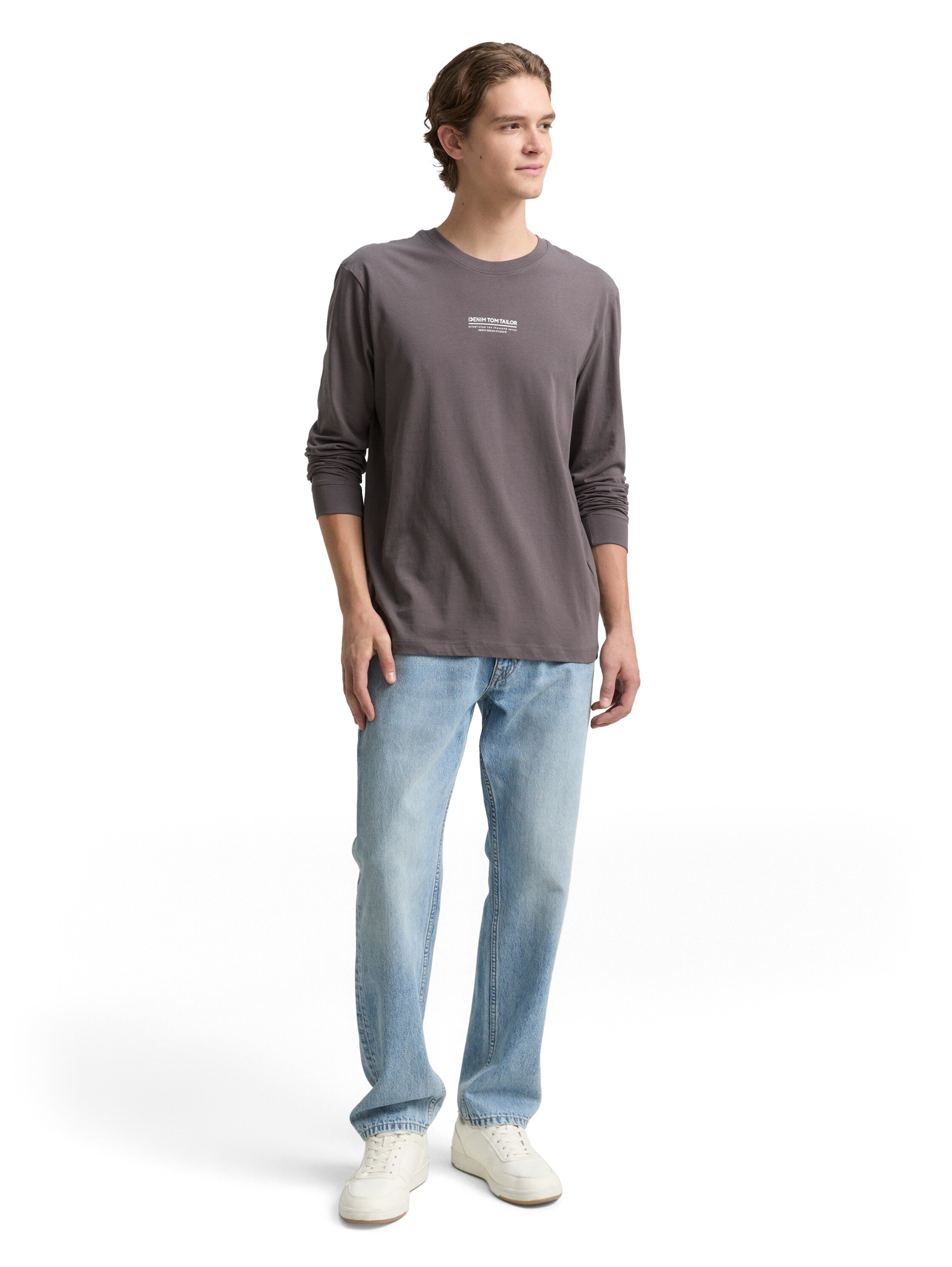 TOM TAILOR Denim Rundhalsshirt mit Schriftzug