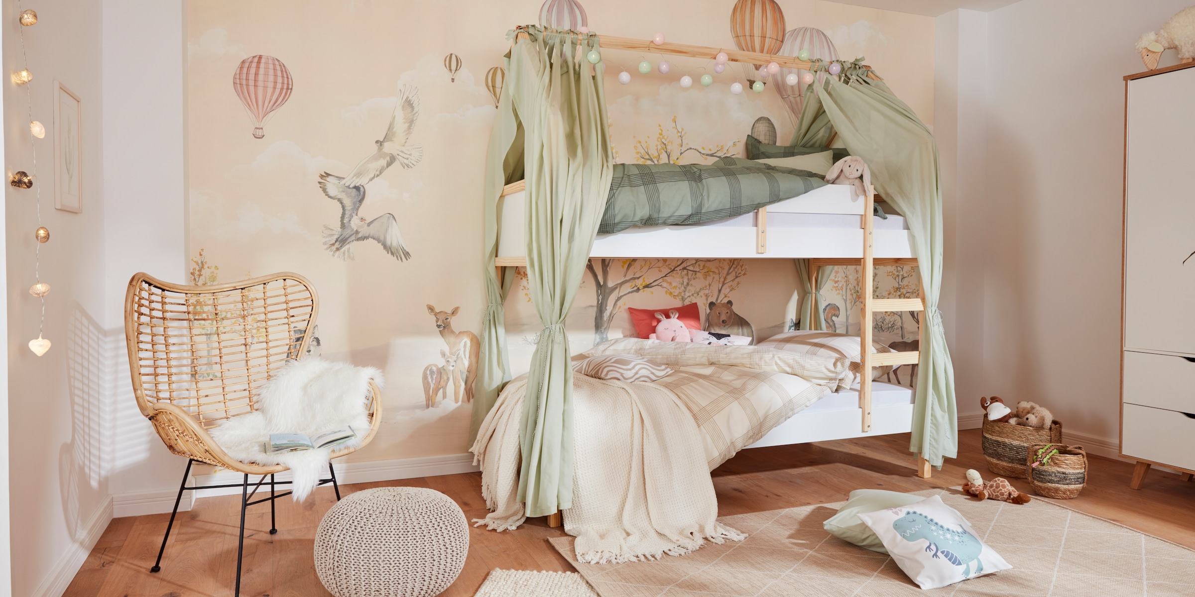 Lüttenhütt Etagenbett »Janne«, aus schönem massivem Kiefernholz, Etagenbett, Liegefläche 90x200 cm