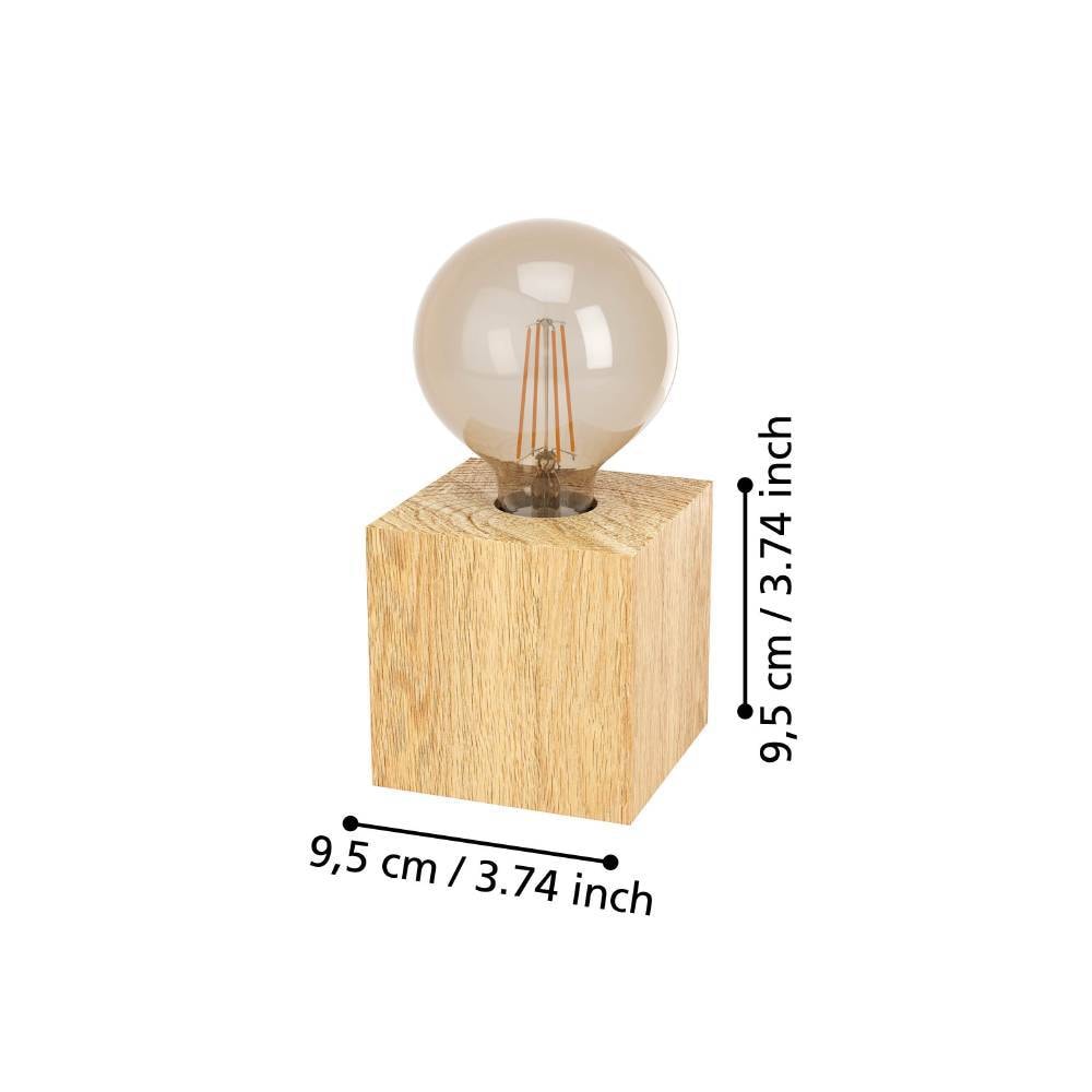 EGLO Tischleuchte »PRESTWICK 2 Tischlampe, Würfel, Holz, ohne Lampenschirm, E27«, Leuchtmittel E27 | Leuchtmittel wechselbar-ohne Leuchtmittel, Nachttischlampe, Deko, wohnlich, Schalter am Kabel, 9,5x9,5x9,5 cm