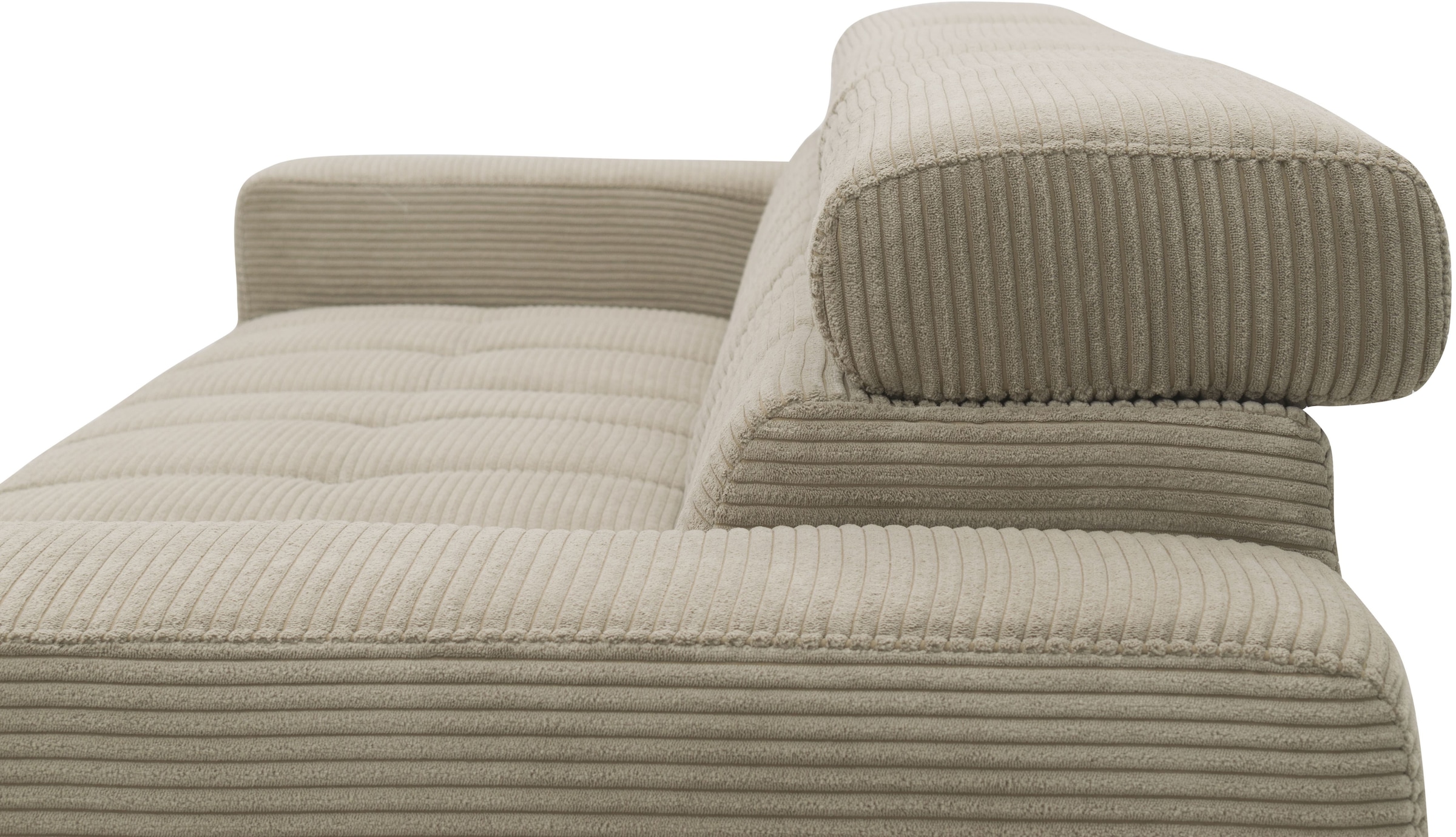 DOMO collection Ecksofa »Trento L-Form, mit Kufenfuß oder Einzelfuß«, wahlweise mit Kopfteilverstellung, Recamiere links/rechts bestellbar