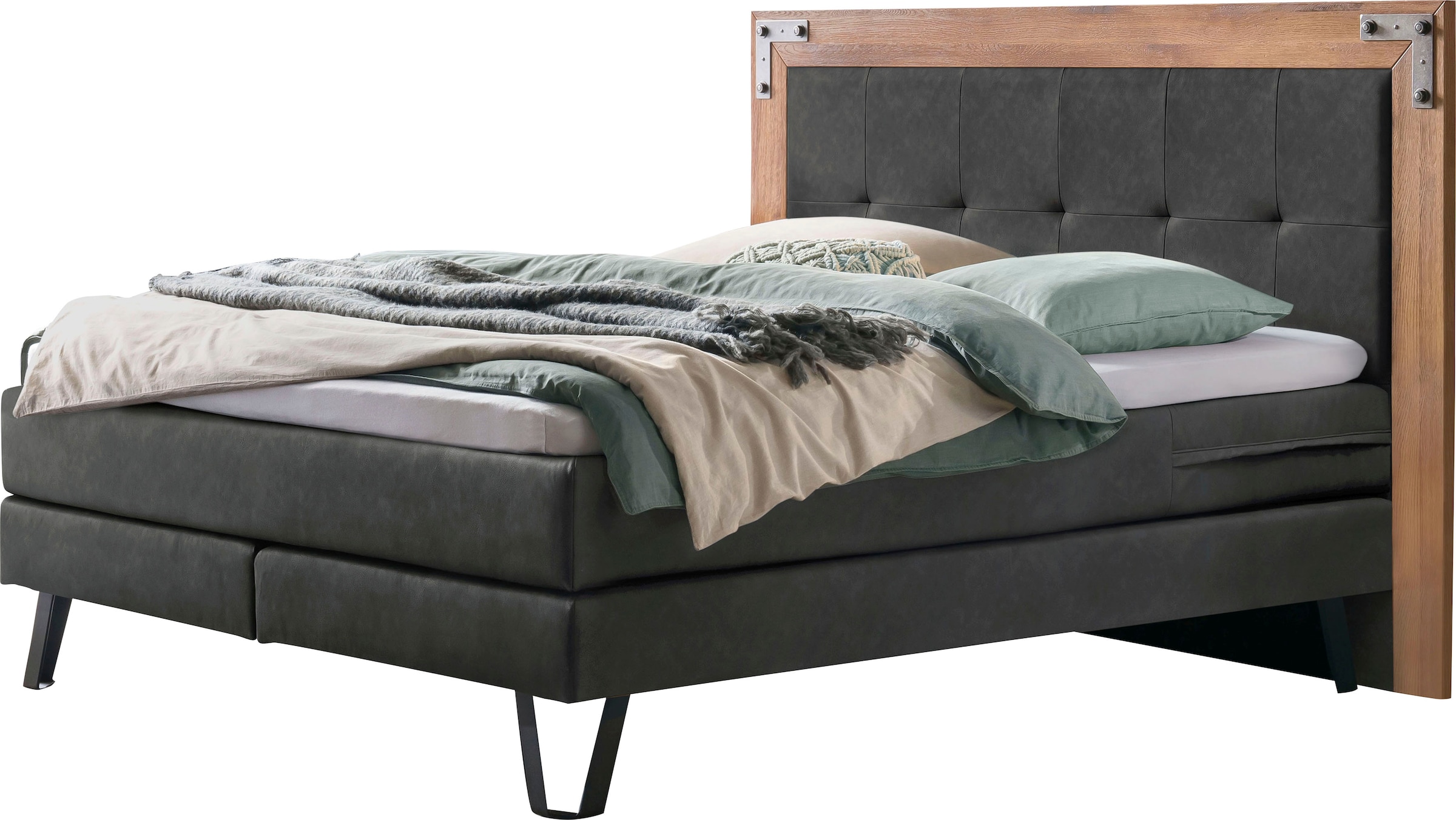 HASENA Boxspringbett Oakland, Boxspringbett, Industrial Look, Kopfteil aus günstig online kaufen