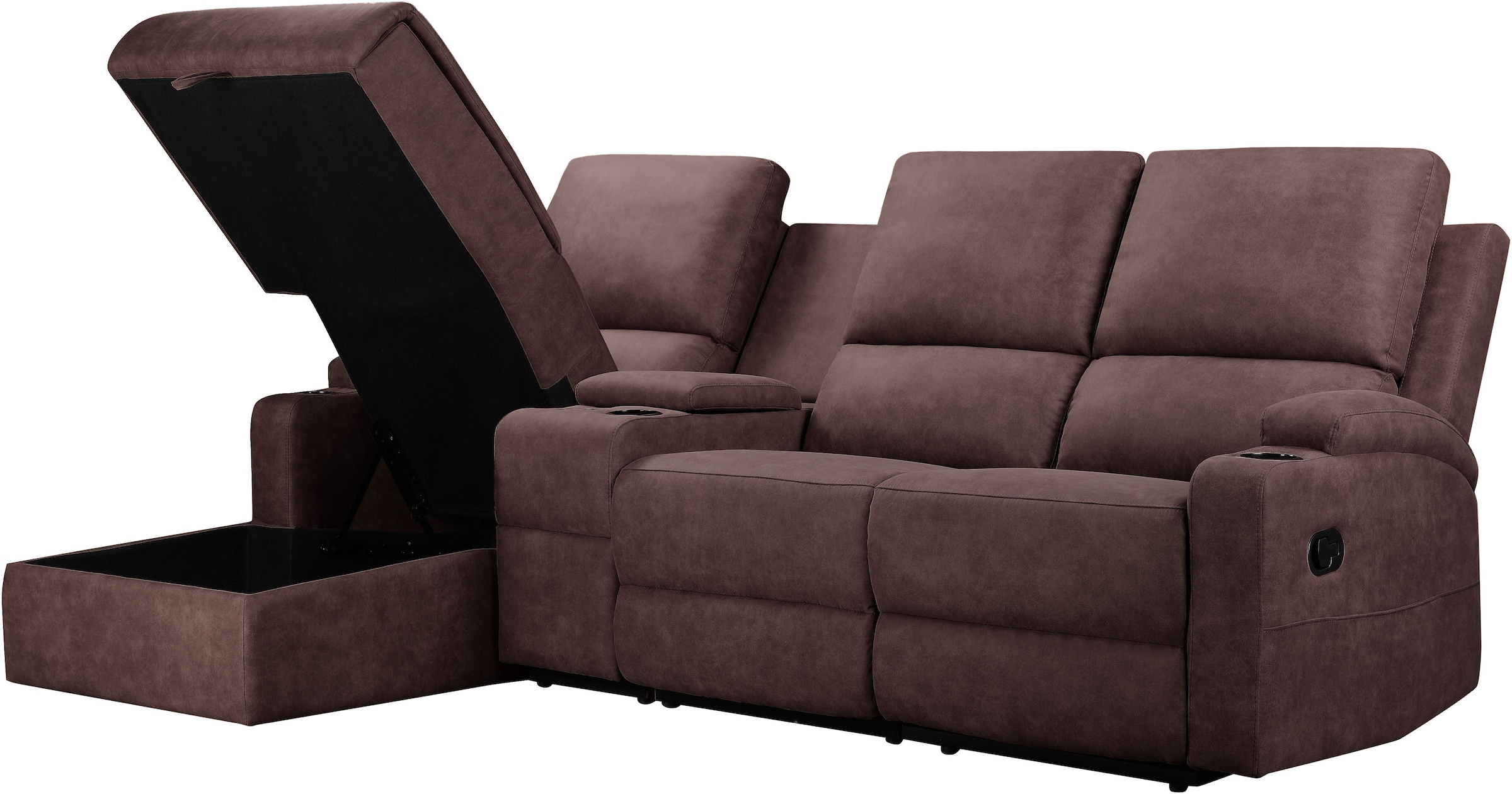 Home affaire Ecksofa »Napori Multimediasofa, 3er Kinosessel XXL, L-Form,«, Kinosofa mit Relaxfunktion, Getränkehalter, Staufach und Staukasten
