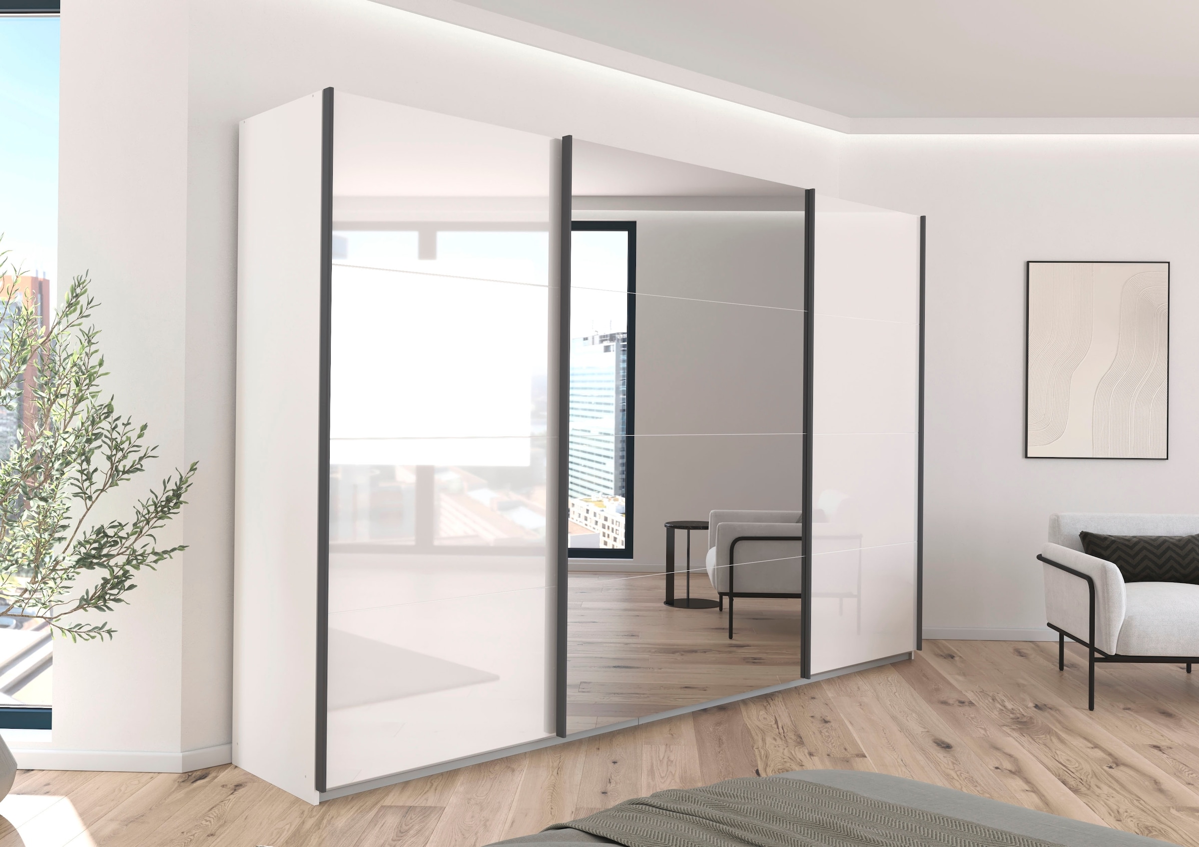 rauch Schwebetürenschrank »Kleiderschrank Schrank OTTO´S CHOICE Garderobe AGORDO«, (in zwei Griff-Farben), Top Innenausstattung, in 4 Breiten und 2 Höhen MADE IN GERMANY