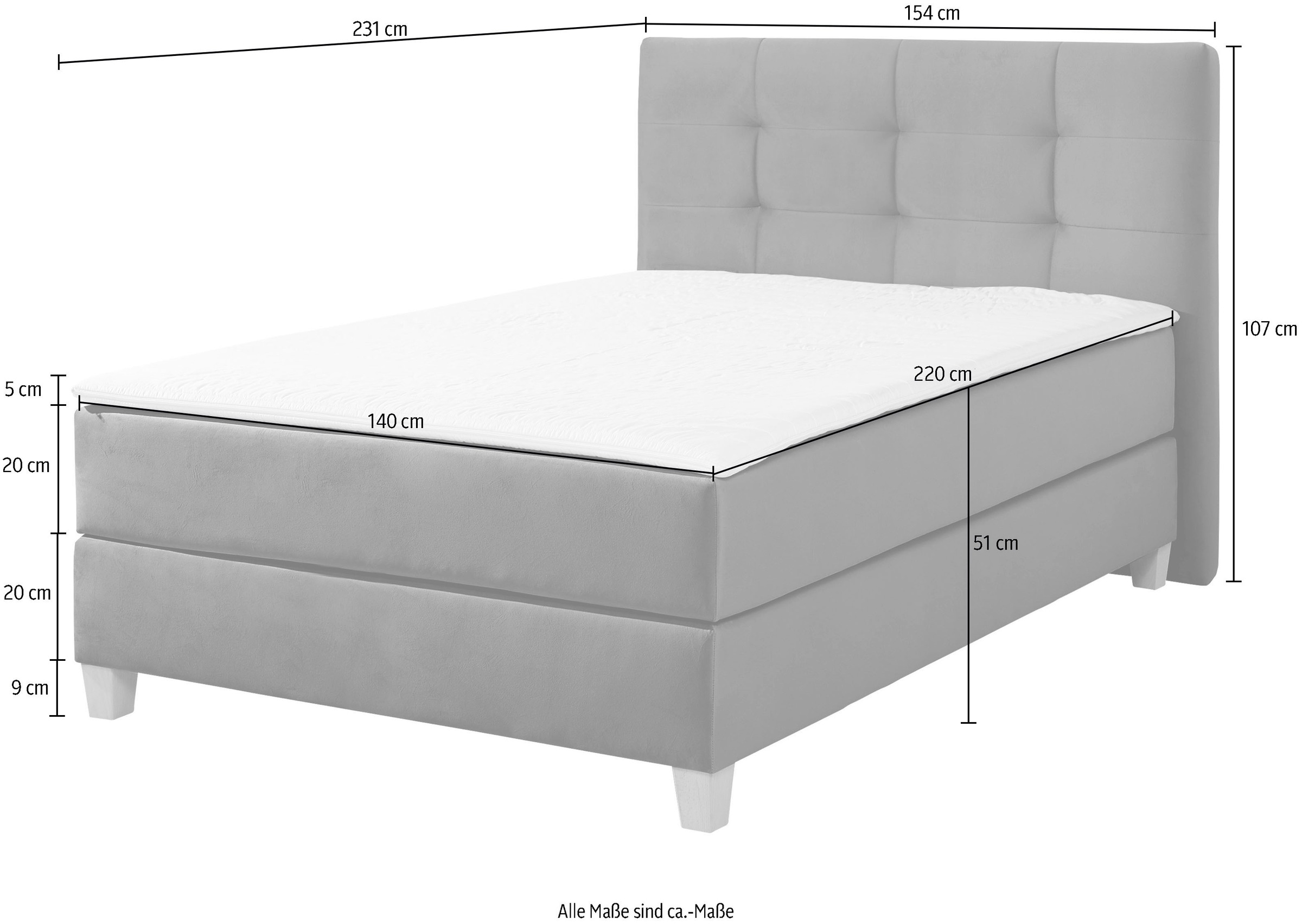 2. Bild von Home affaire Boxspringbett »Moulay«, inkl. Topper, in Überlänge 220 cm, 3 Härtegrade, auch in H4