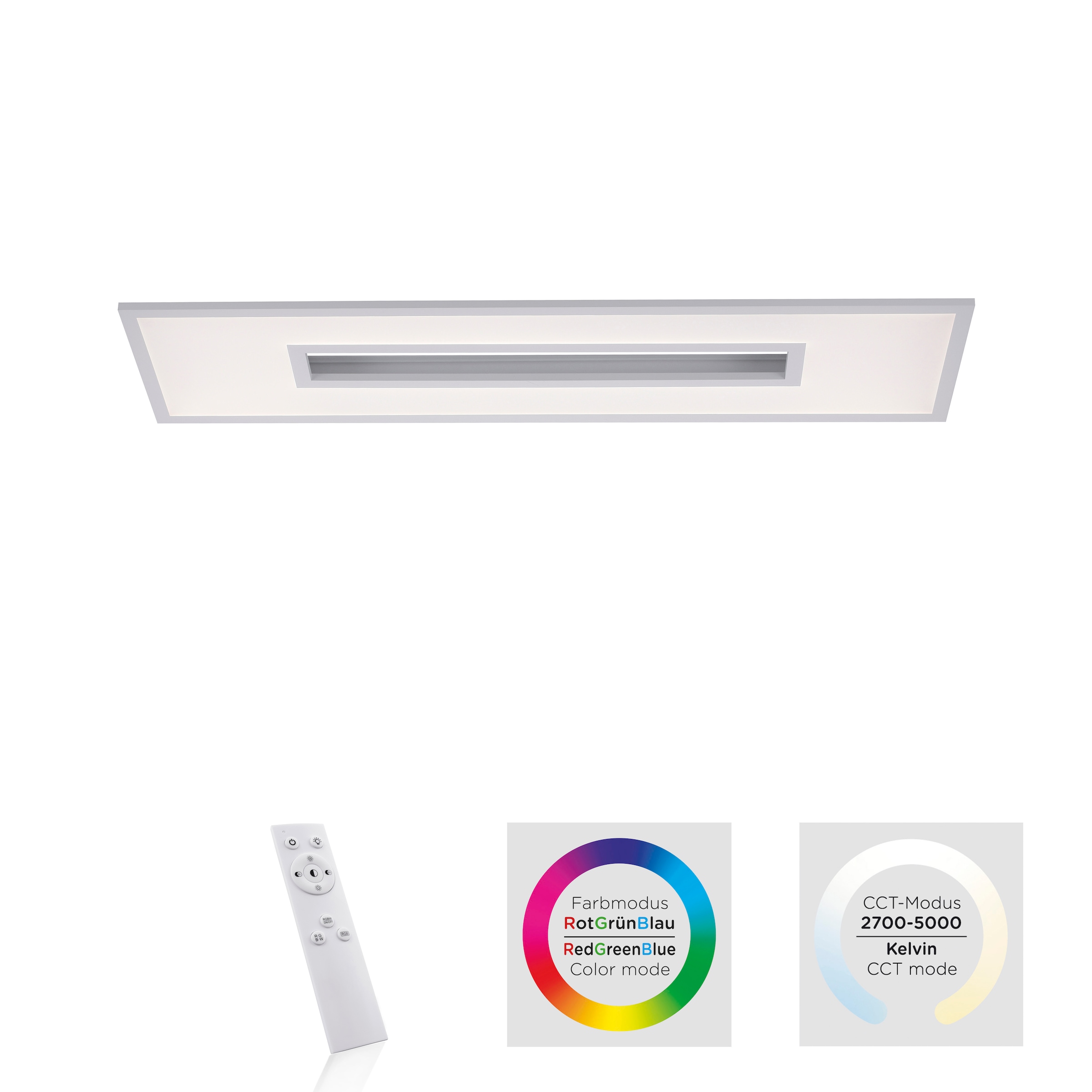 JUST LIGHT LED Deckenleuchte »RECESS«, 1 flammig, Leuchtmittel LED-Board-LED-Board | LED fest integriert, dimmbar über Fernbedienung