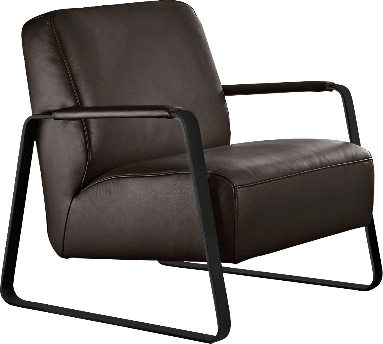 W.SCHILLIG Cocktailsessel »quadroo Loungesessel,« mit bezogenen Armlehnen, Gestell in Schwarz pulverbeschichtet