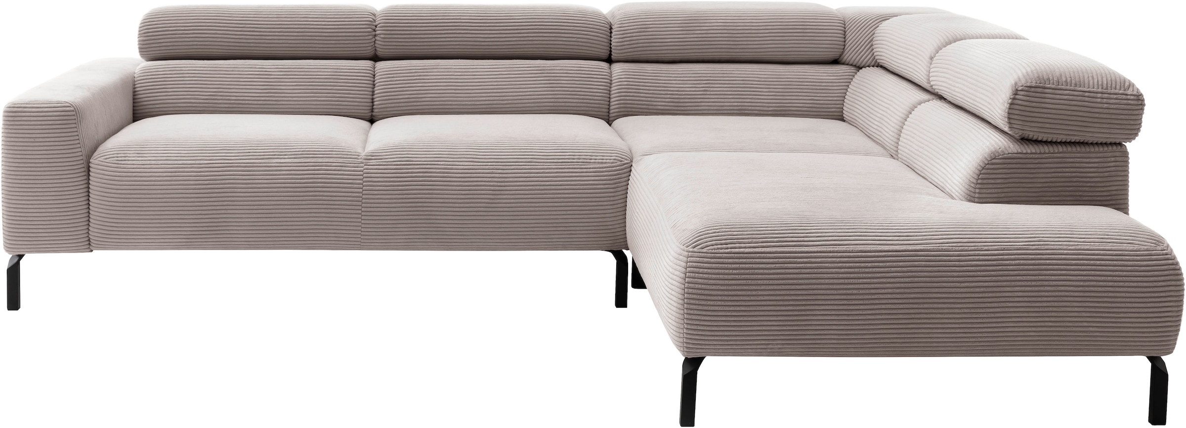 Home affaire Ecksofa »Antonelli, L-Form,  inkl. Kopfteilverstellung, Breite 276 cm« ohne Sitztiefenverstellung, in Cord, taupe