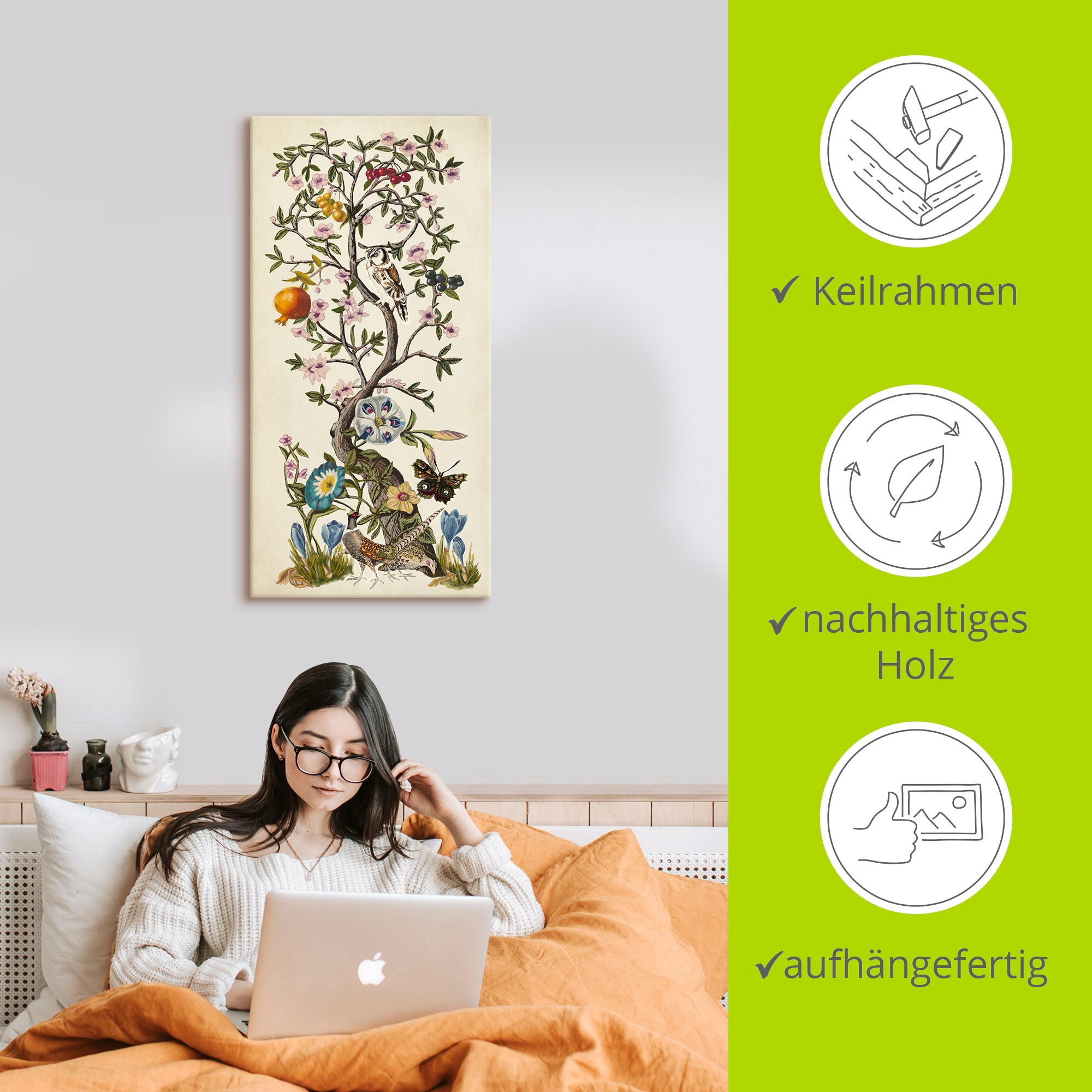 Artland Leinwandbild »Chinoiserie Natur I« Pflanzen 1 Stk. tlg. als Alubild, Outdoorbild, Leinwandbild, Poster in verschied. Größen