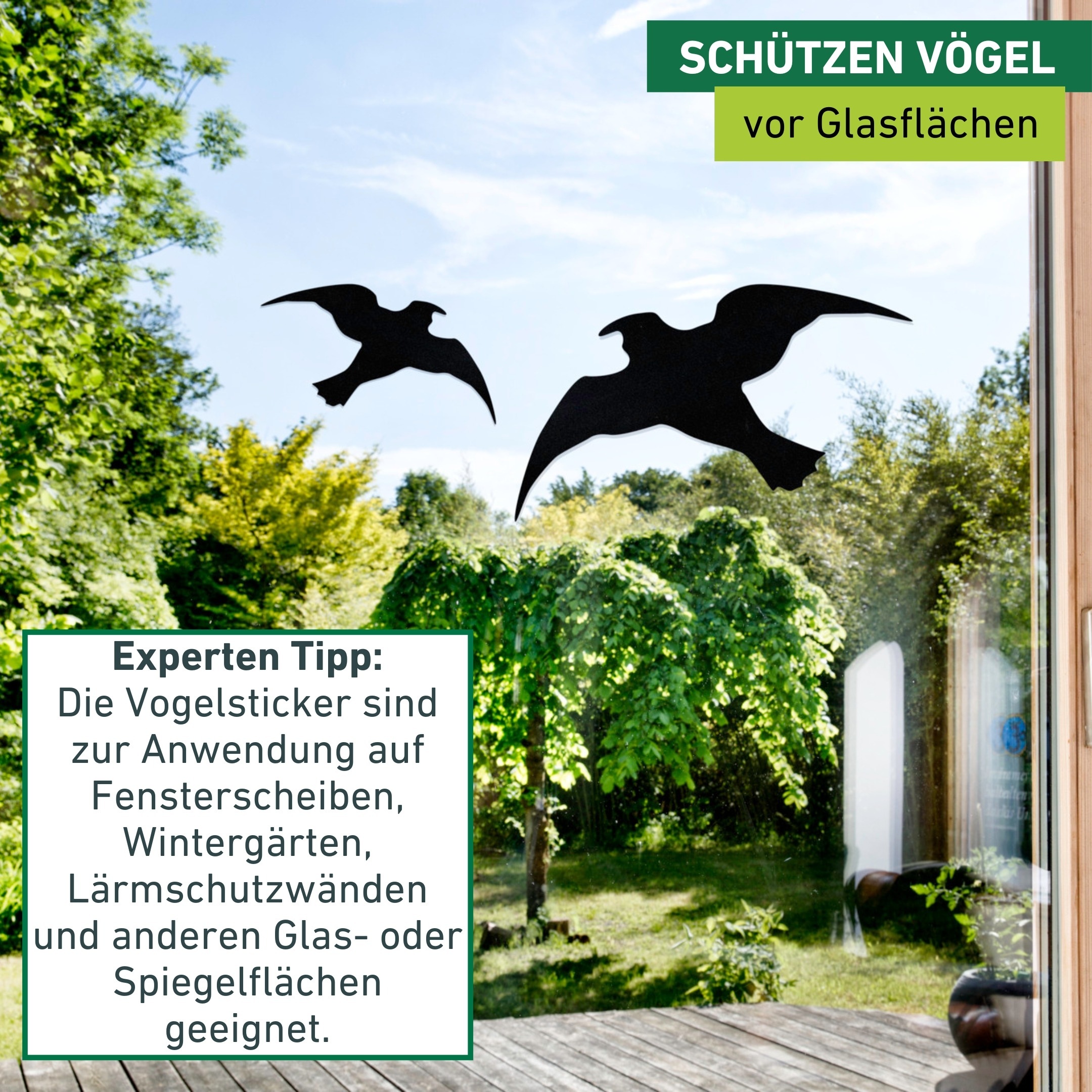 Windhager Vogelattrappe »Vogel Silhouetten 3 Stk., selbstklebend« Vogelabwehr für drinnen und draußen, schwarz