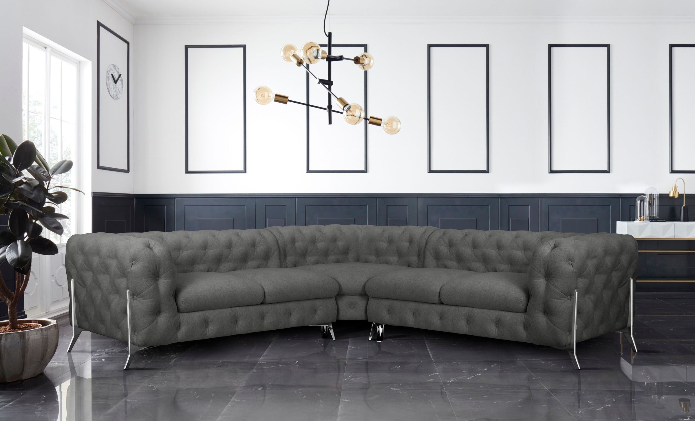 Home affaire Chesterfield-Sofa »Amaury L-Form« Chesterfield-Optik, Breite/T günstig online kaufen