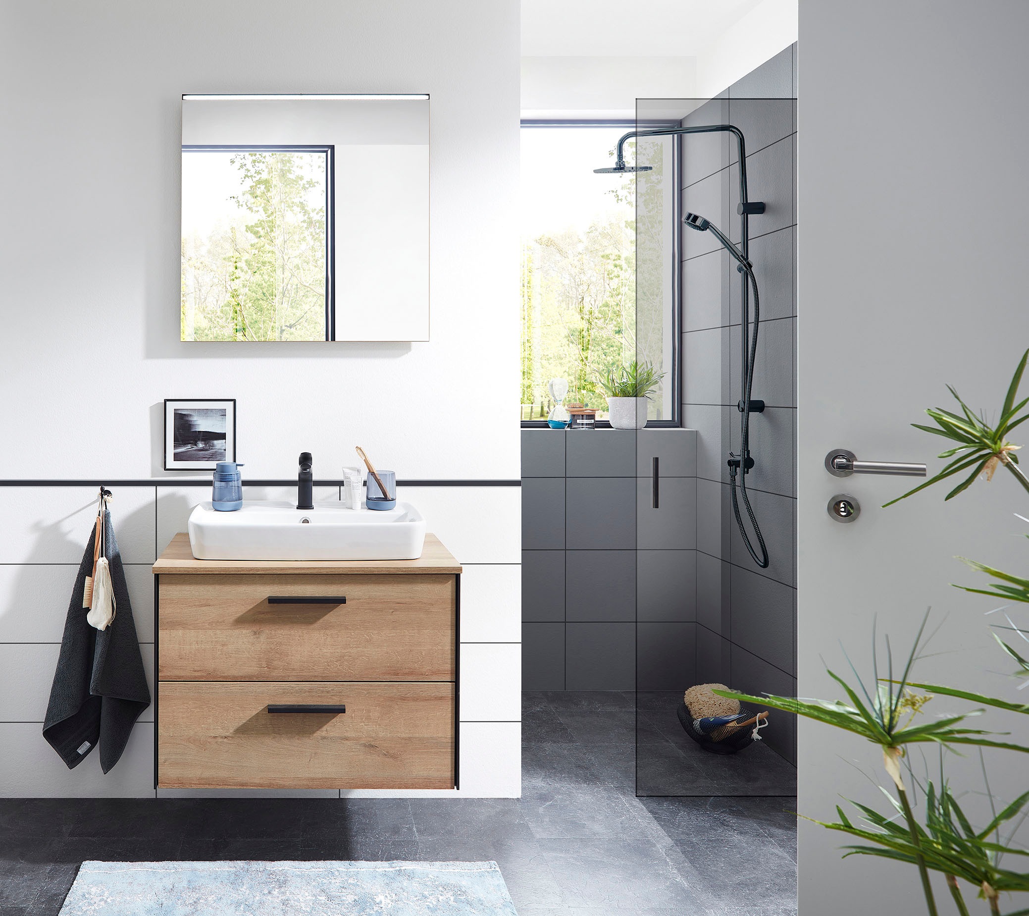 Saphir Badmöbel-Set »Quickset 395 2-teilig, Keramik-Aufsatzbecken mit LED-S günstig online kaufen