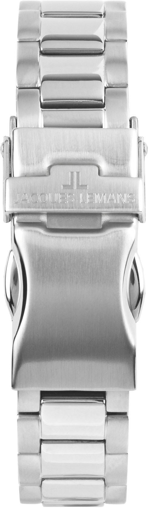 Jacques Lemans Quarzuhr »Derby, 1-1878B«, Armbanduhr, Damenuhr, Datum, Leuchtzeiger, Edelstahlarmband