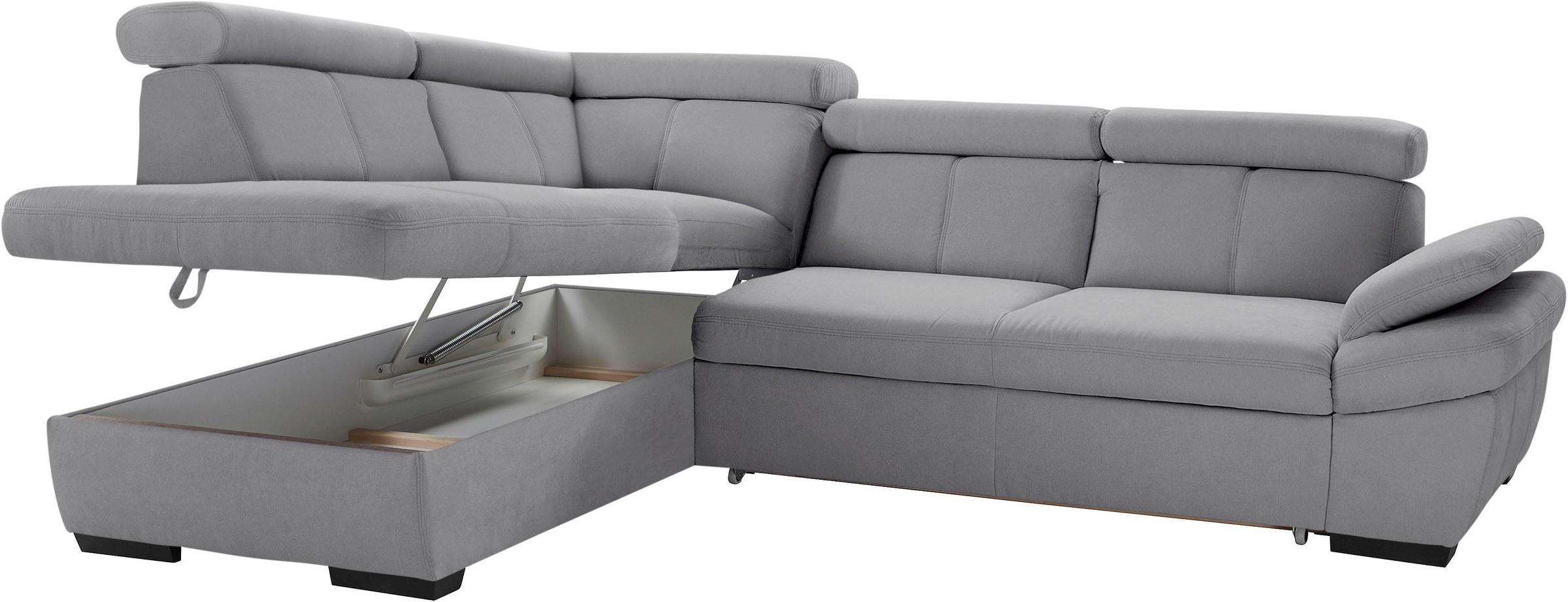exxpo - sofa fashion Ecksofa »Salerno, klassisch modernes Funktionssofa, hoher Sitzkomfort, L-Form«, inkl. Kopf- und Armteilverstellung, wahlweise mit Bettfunktion