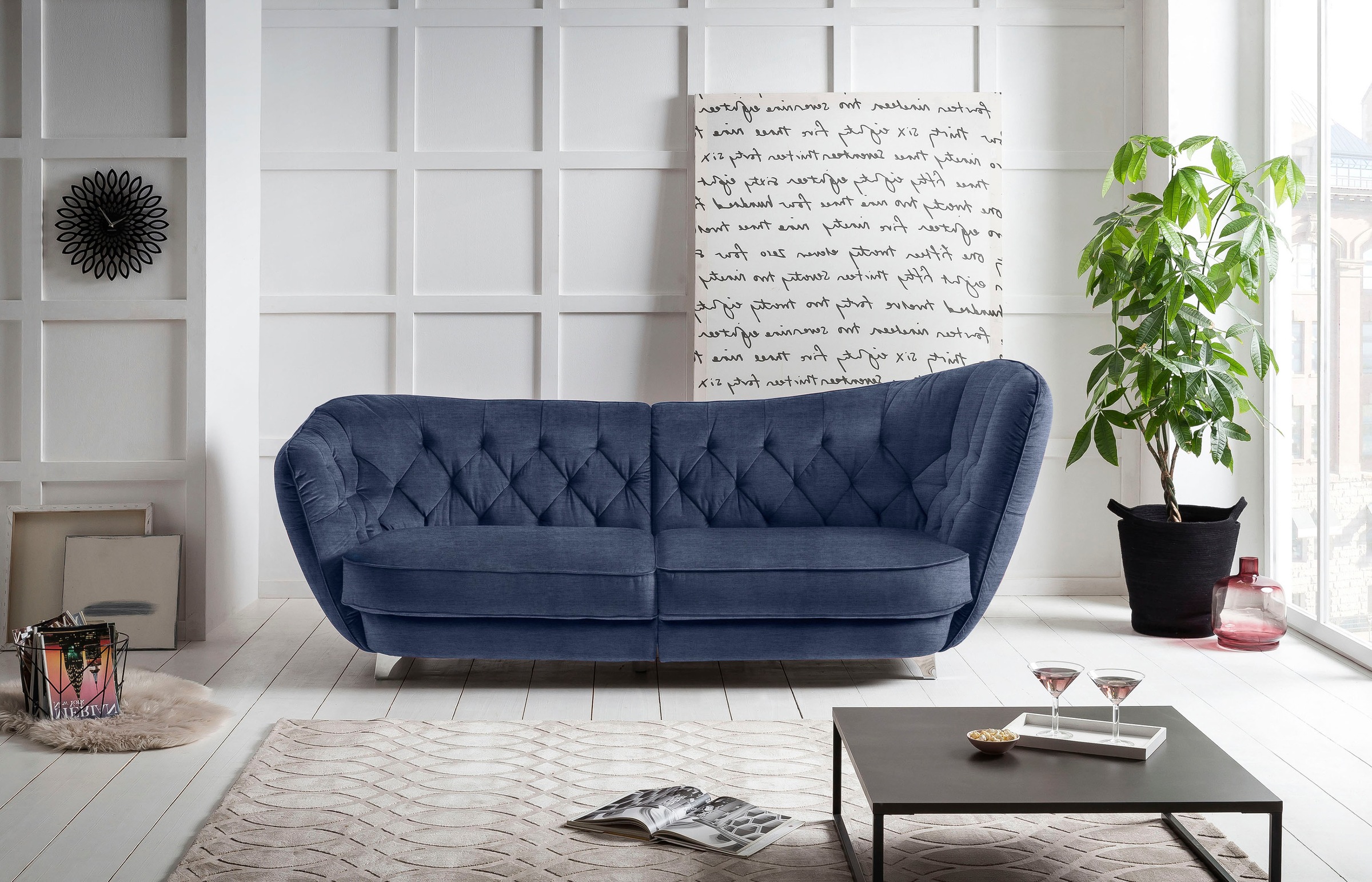 Leonique Big-Sofa »Retro«, stylischer Hochlehner günstig online kaufen