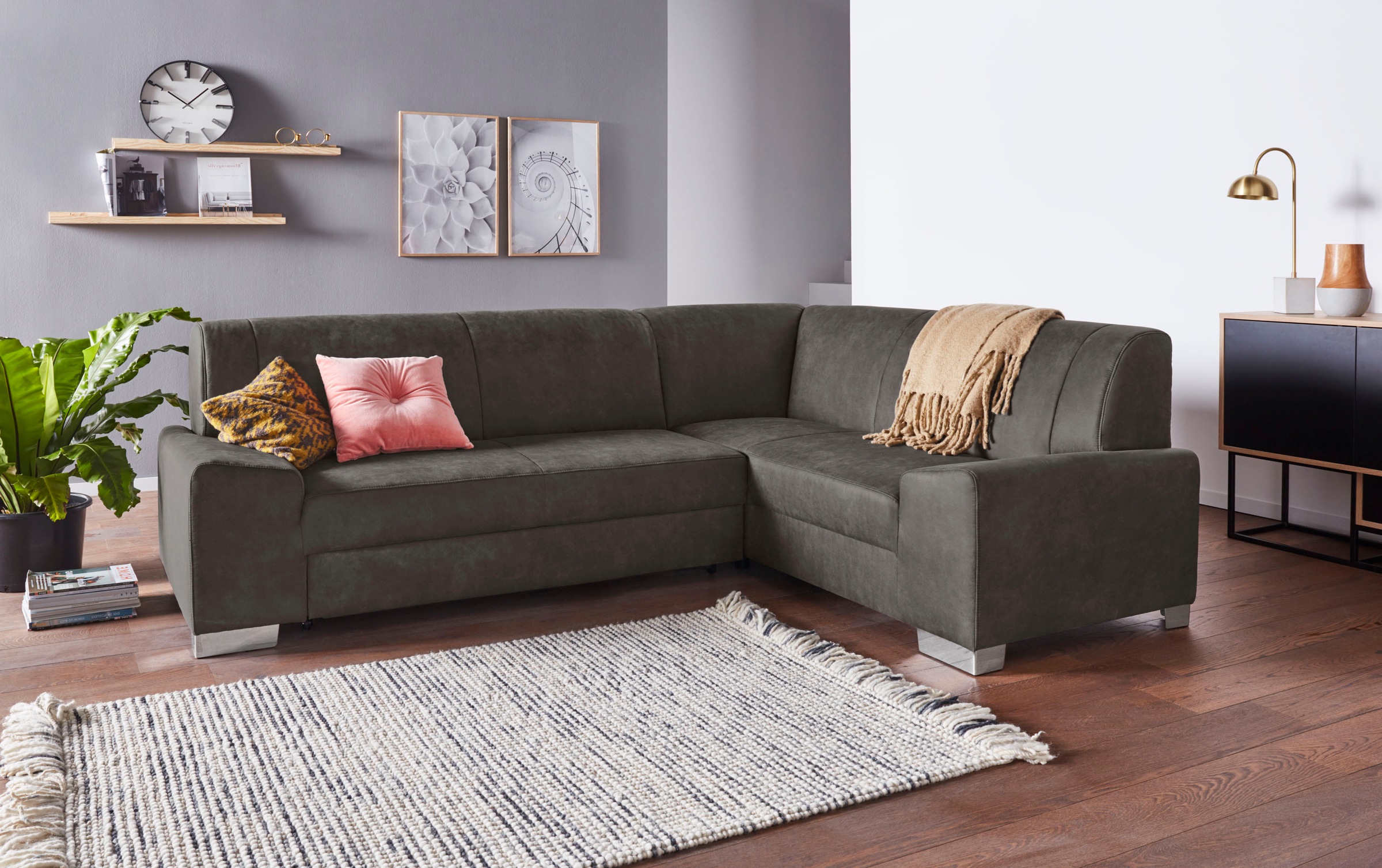 DOMO collection Ecksofa »Anzio in kubischer Formensprache, flache Armlehnen günstig online kaufen