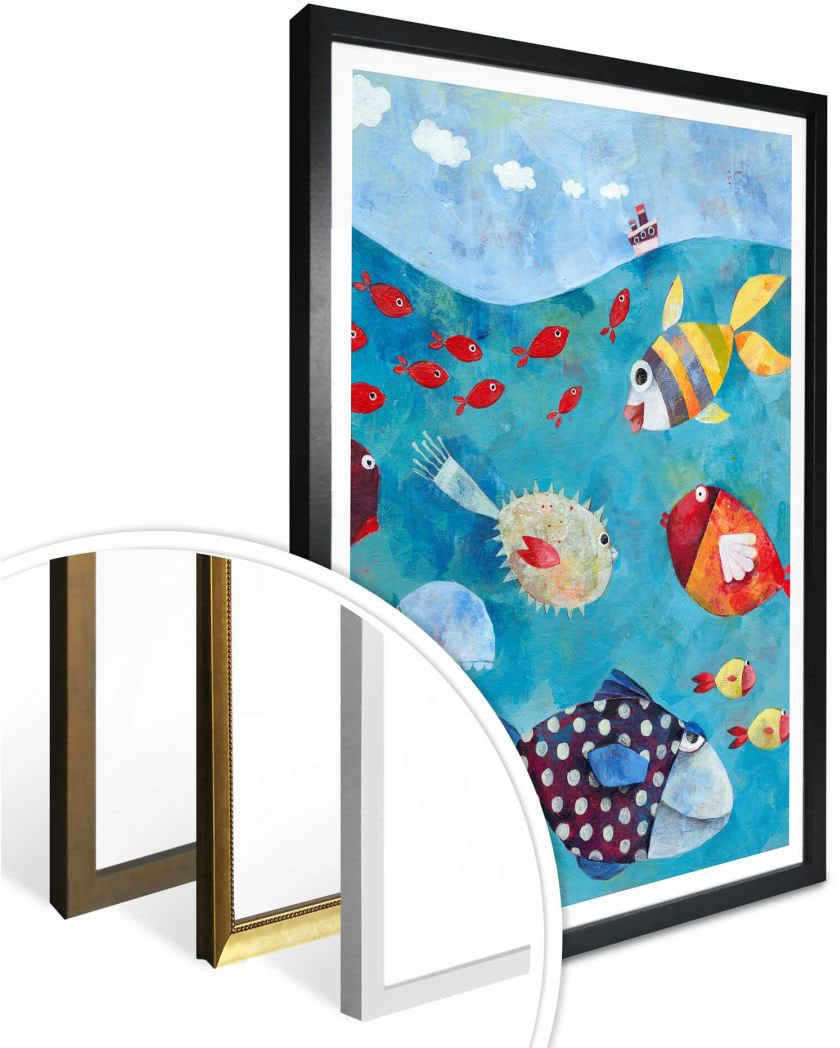 Wall-Art Poster »Märchen Wandbilder Fische im Meer«, Fisch & Meeresfrüchte, (1 St.), Poster ohne Bilderrahmen