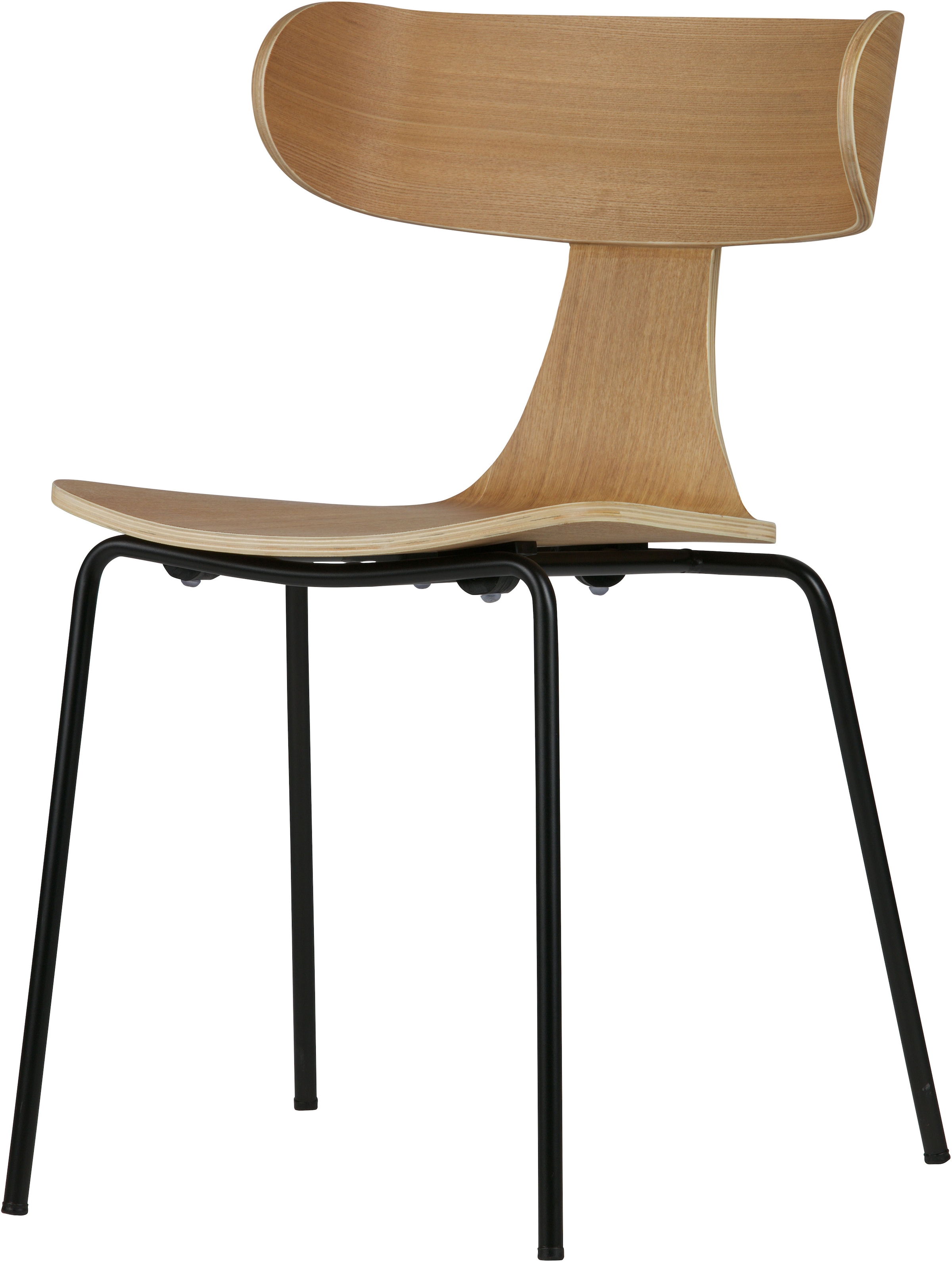 WOOOD Esszimmerstuhl »Form stapelbar und Eschenfurnier B 50 x T 52 x H 77,5 cm« (Set) 2 Stk.Tragkraft 120 kg, Sichtbare Maserung, schlanke Stahlgestell